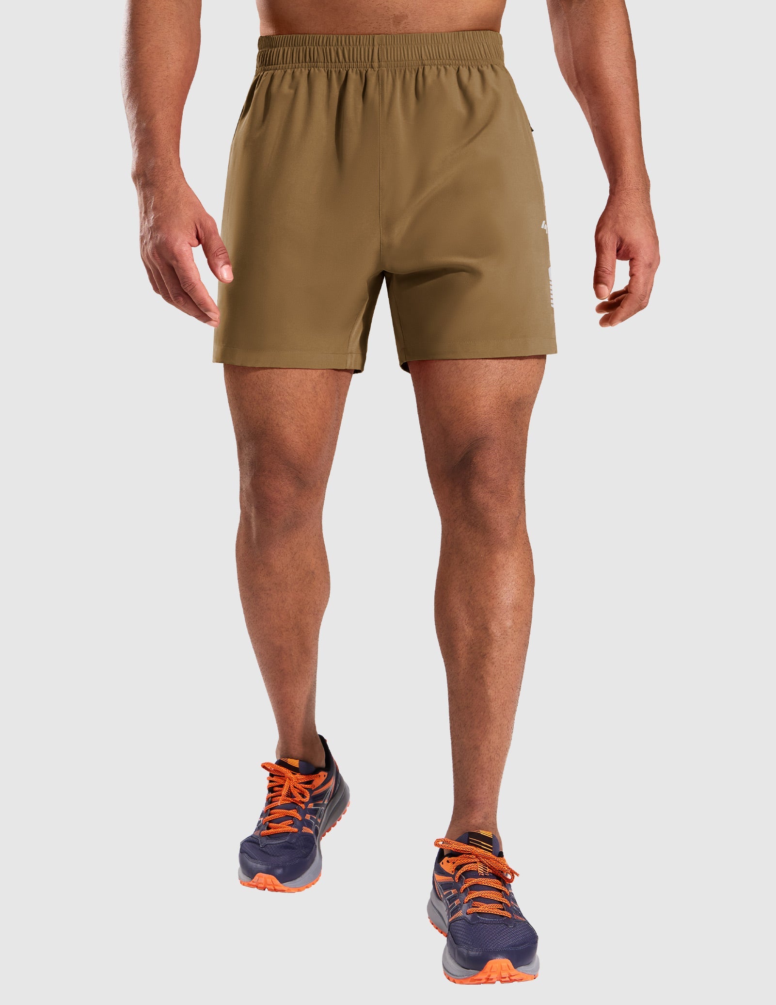 MIER Men’s 5” Running Shorts Quick Dry with Zipper Pockets, No Liner Men's Shorts Khaki / XS