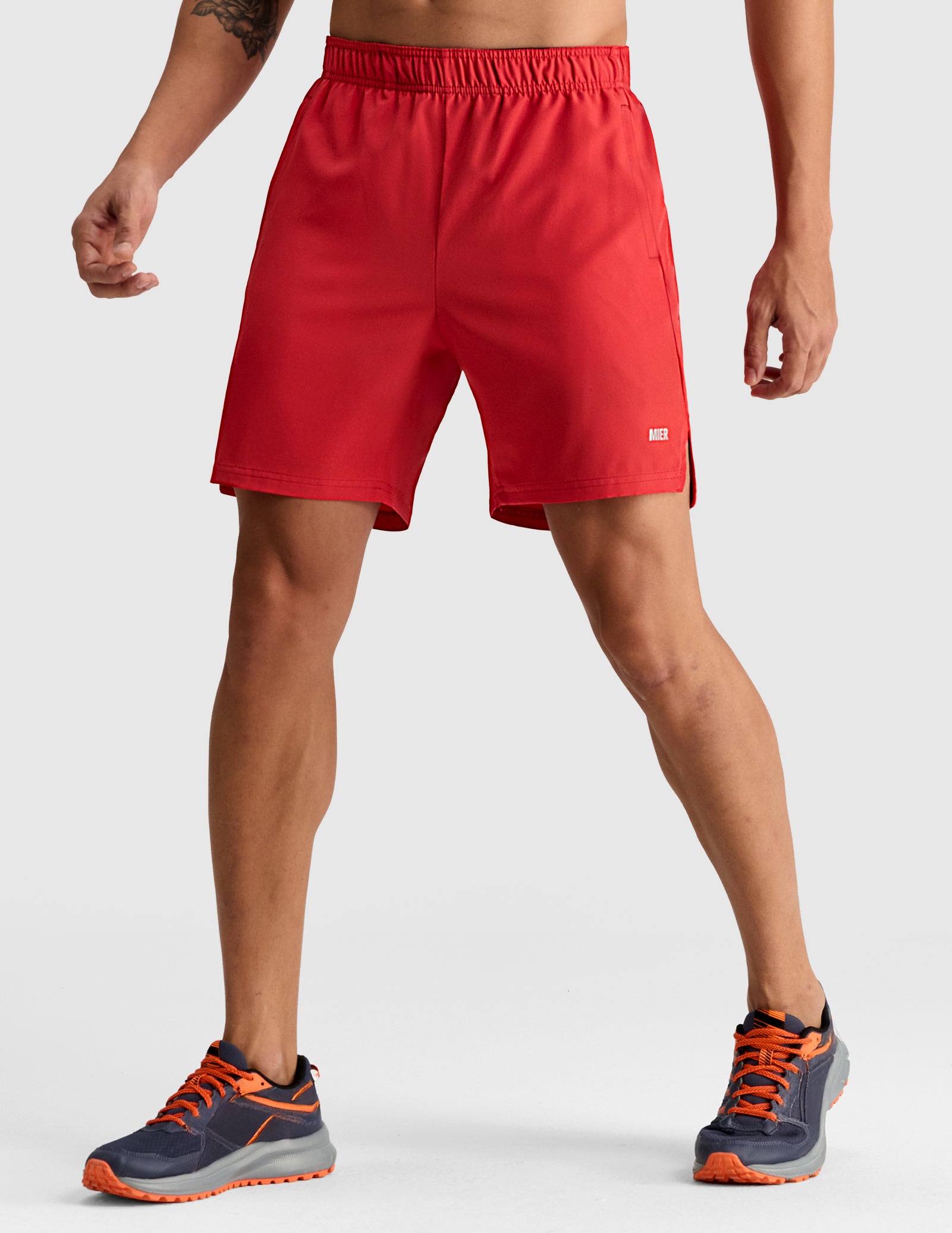 MIER Men's 7" 2-in-1 Running Shorts with Secure Zipper Pockets Men's Shorts Red / S