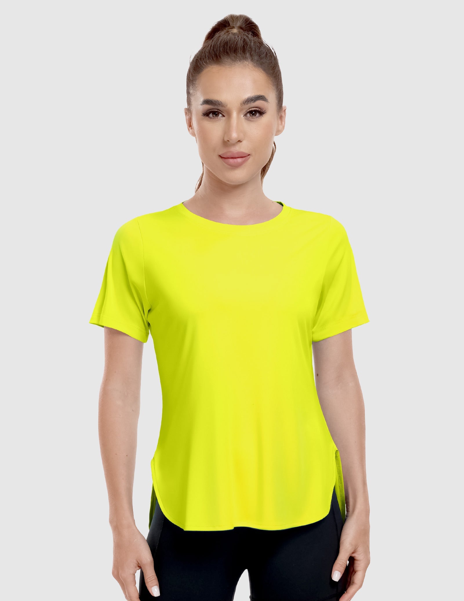 MIER Women's Lightweight Crew Neck Workout Shirt – UPF 50+ Sun Protection Women Active Shirt Neon Yellow / XS