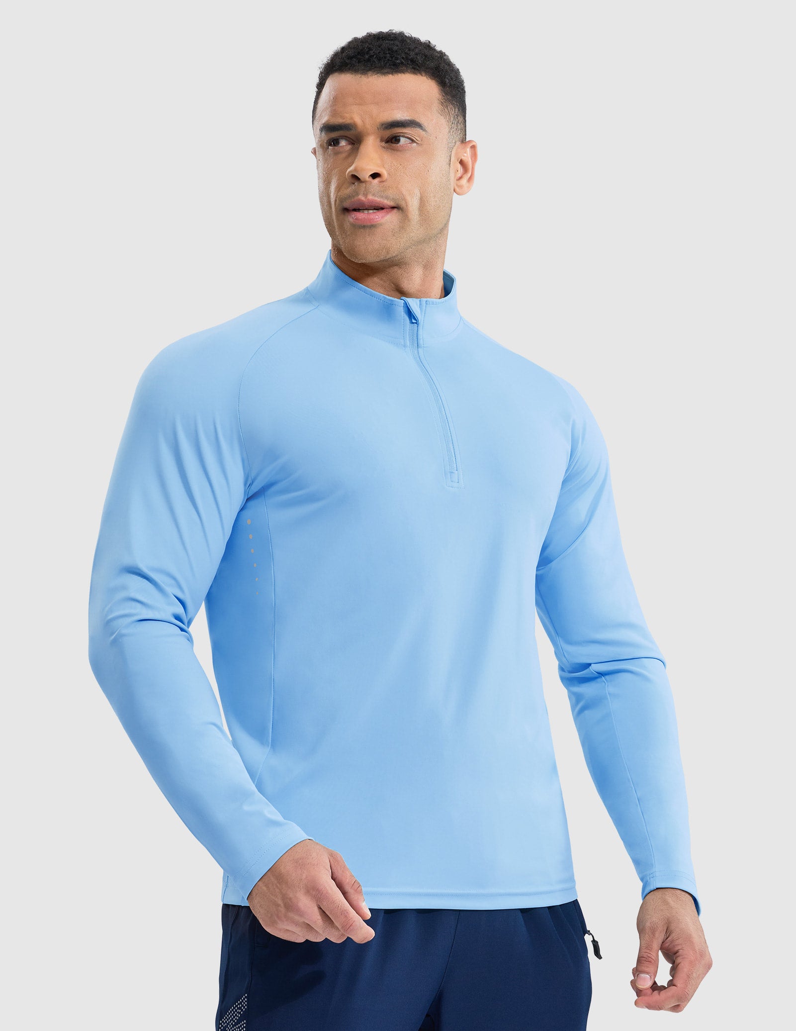 MIER Lightweight Quarter Zip Running Shirt, Breathable and Sun Protection Men's T-Shirts Sky Blue / S
