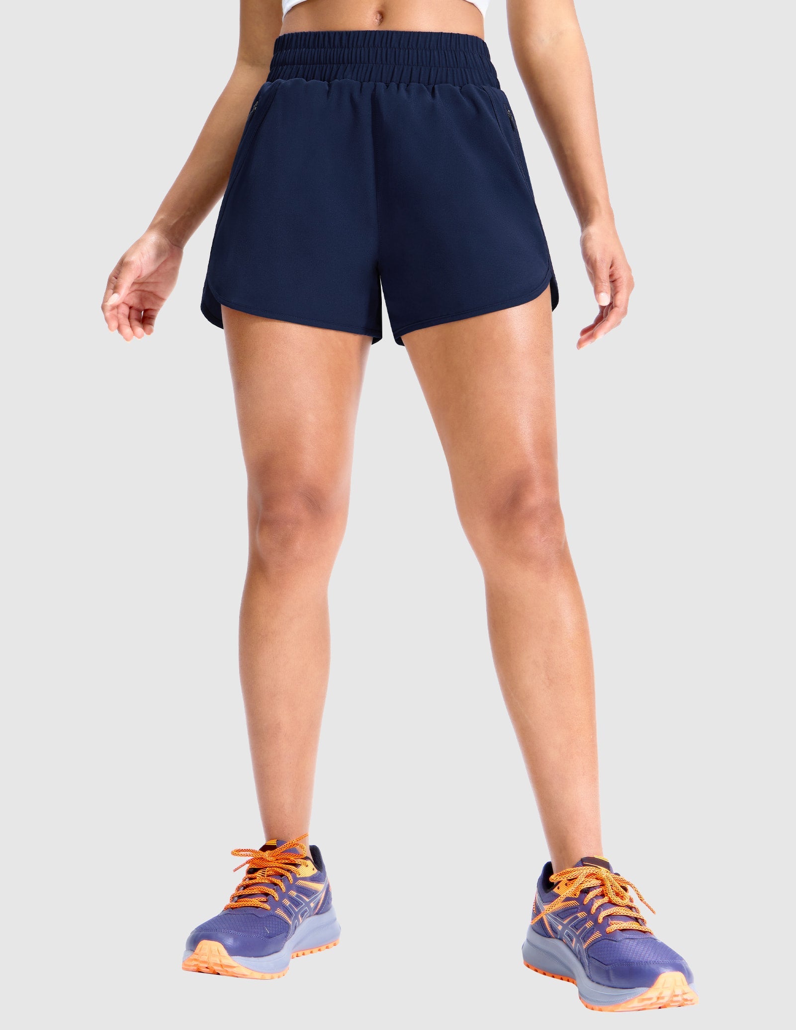 MIER Women’s 3” Gym Running Shorts Quick Dry with Mesh Liner & Zipper Pockets Women Shorts Navy / XS