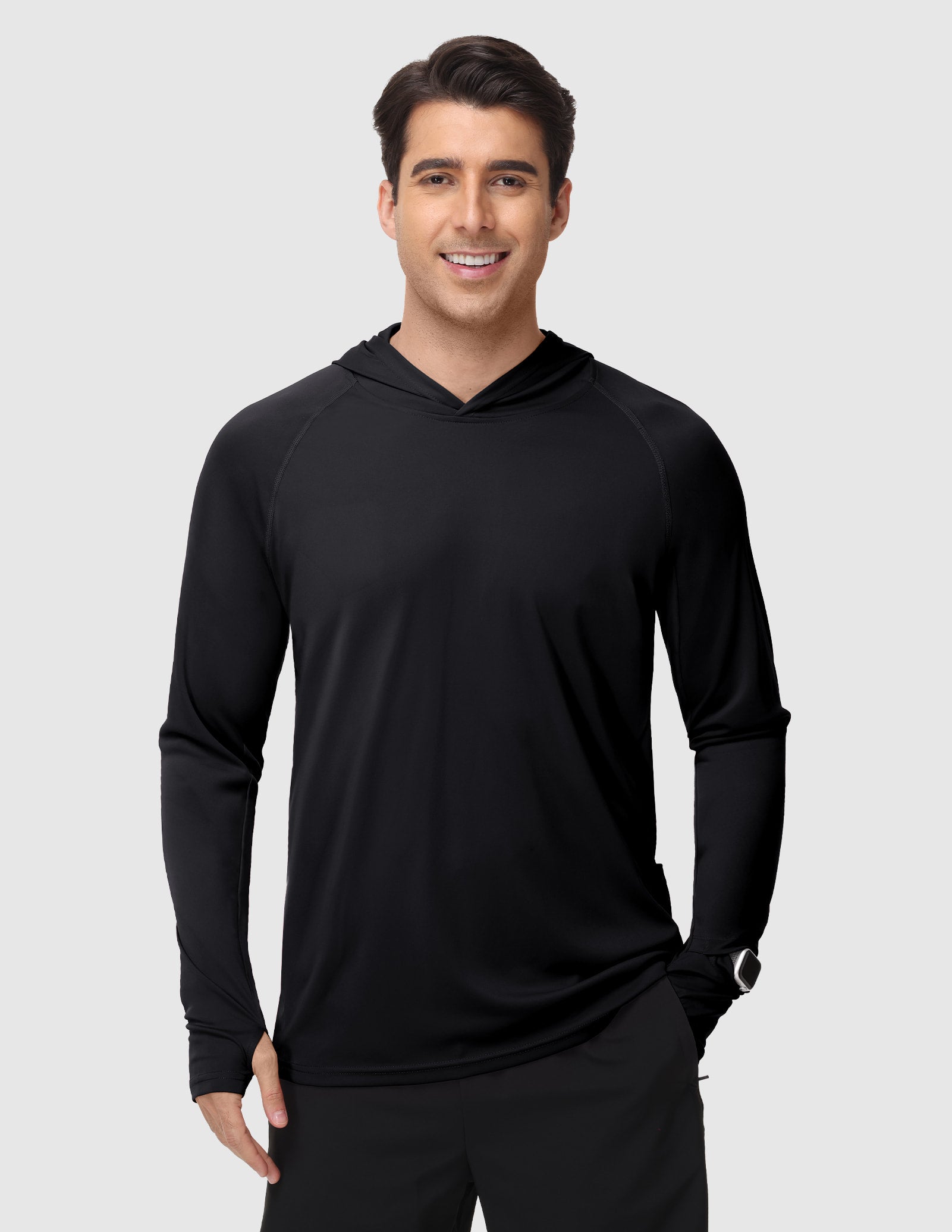 MIER Men's UPF 50+ Running Hoodie Lightweight Sun Protection Shirt Men's T-Shirts Black / S