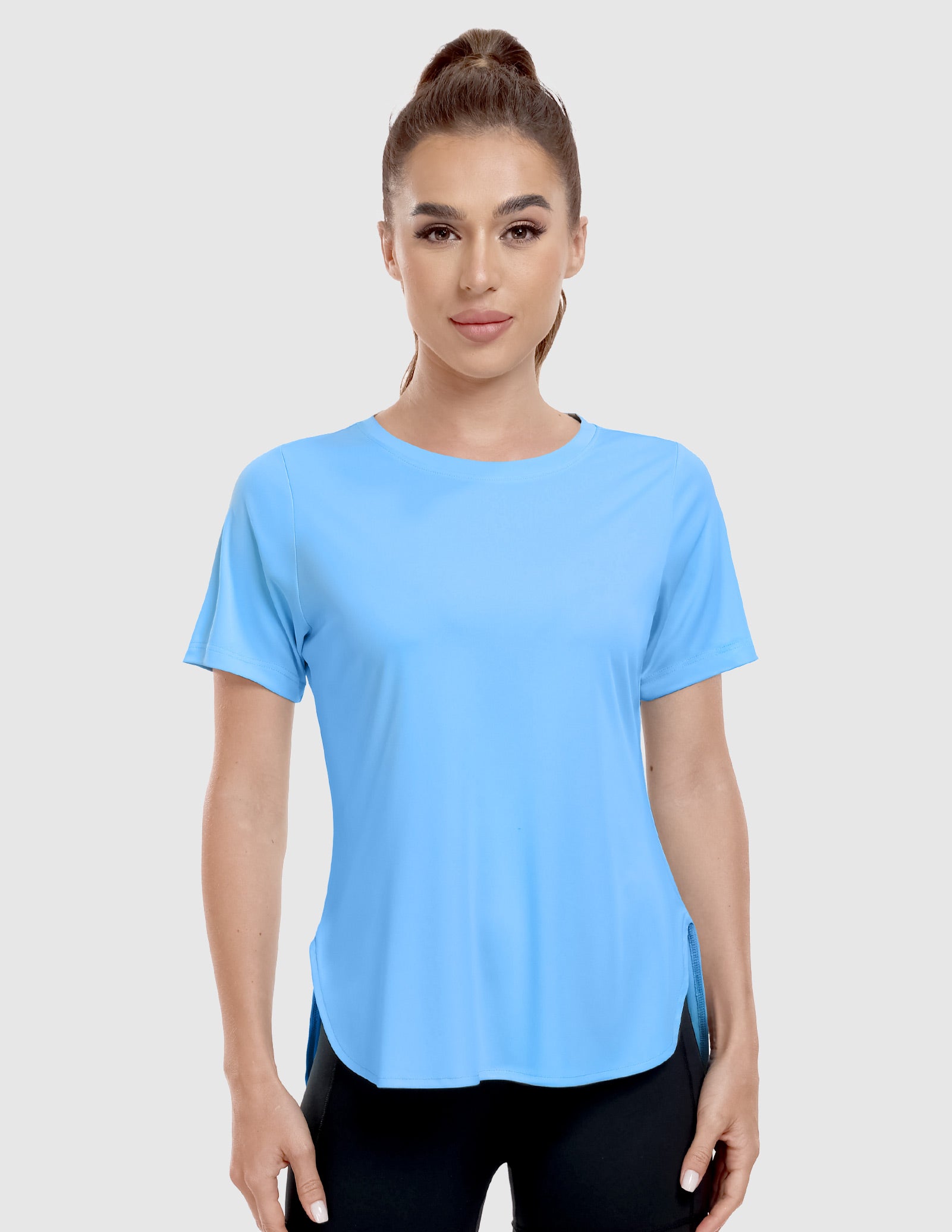 MIER Women's Lightweight Crew Neck Workout Shirt – UPF 50+ Sun Protection Women Active Shirt Sky Blue / XS