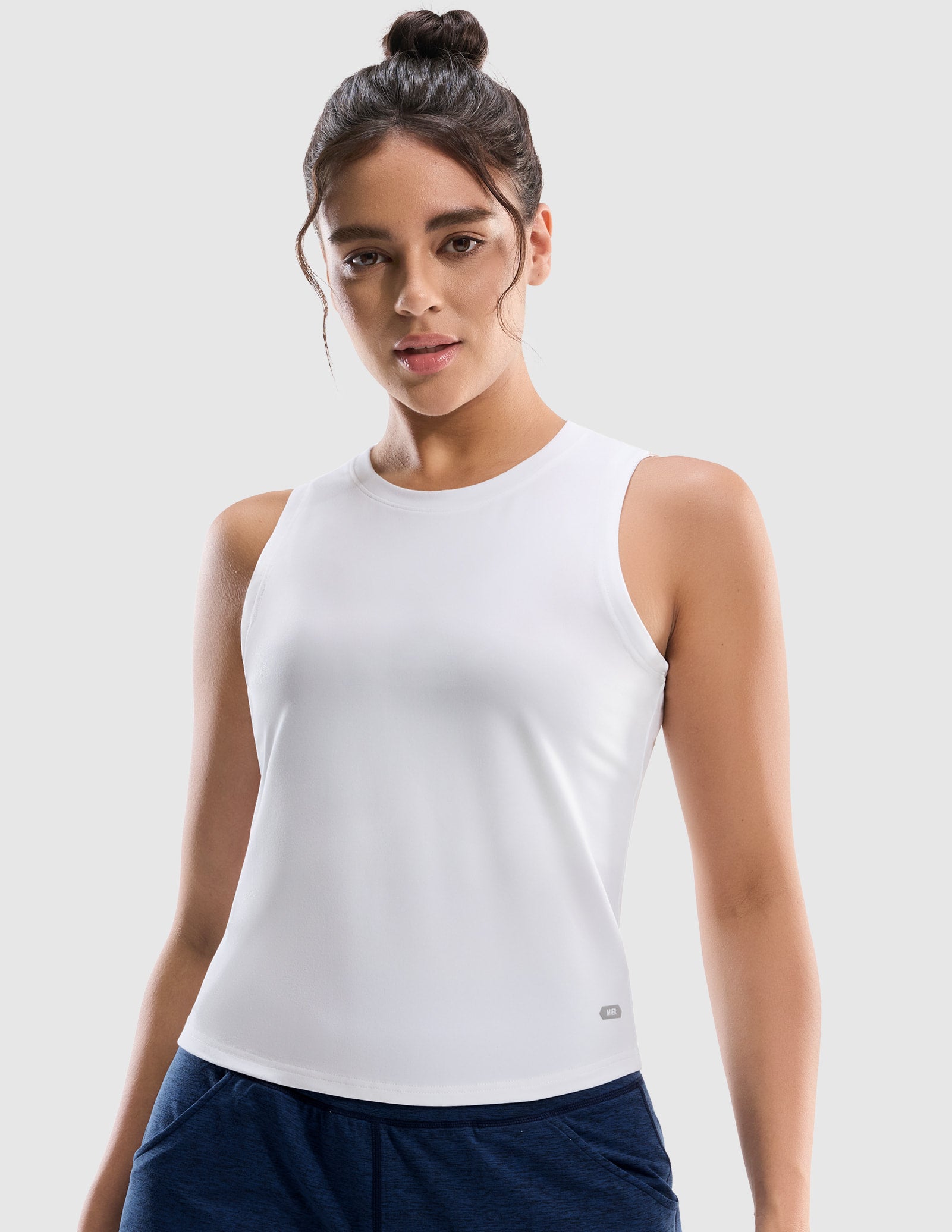 MIER Women’s Buttery-Soft Skimmer Tank Top High-Hip Workout Shirt Women's Tank Top White / XS