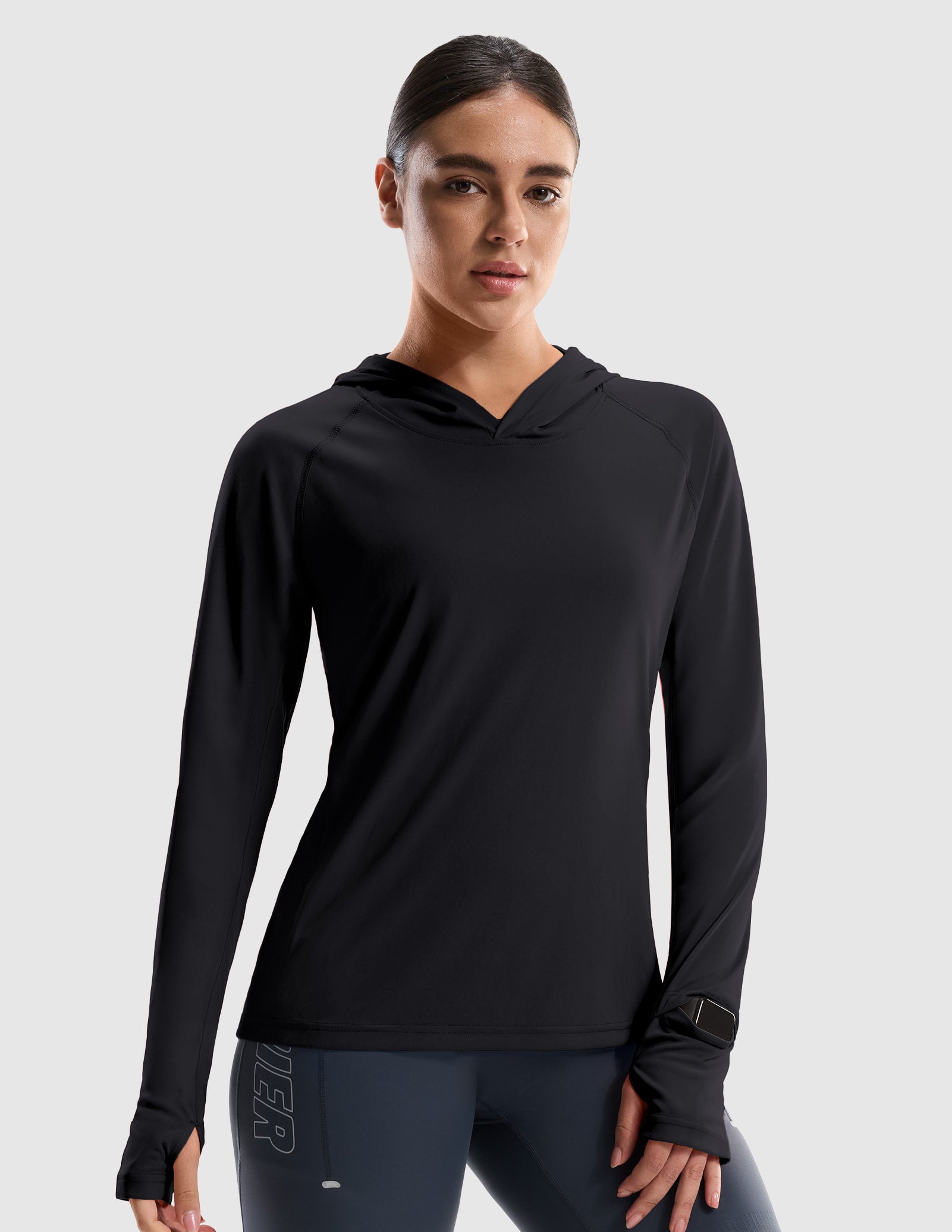 MIER Women's UPF 50+ Running Hoodie Lightweight Sun Protection Shirt Women Shirts Black / XS