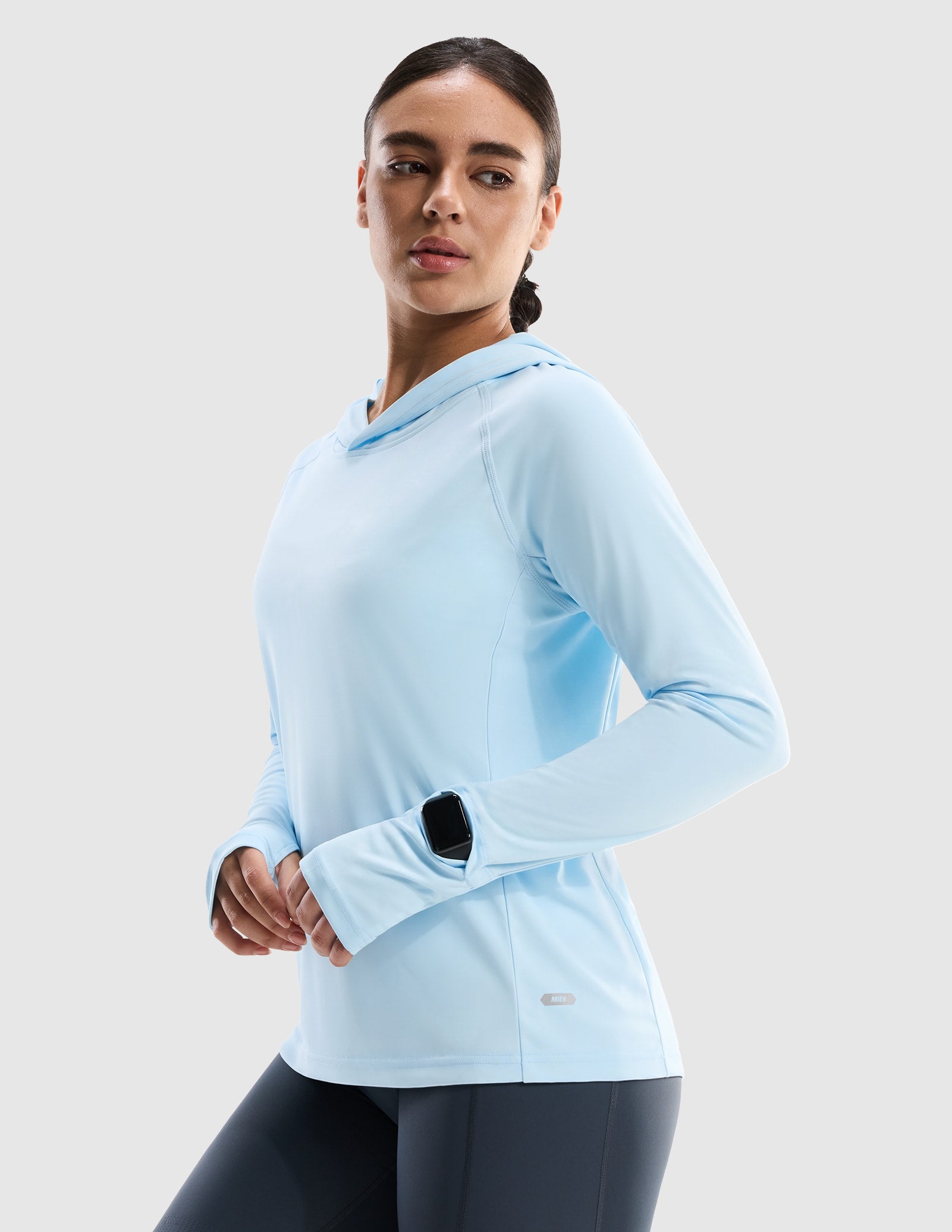 MIER Women's UPF 50+ Running Hoodie Lightweight Sun Protection Shirt Women Shirts