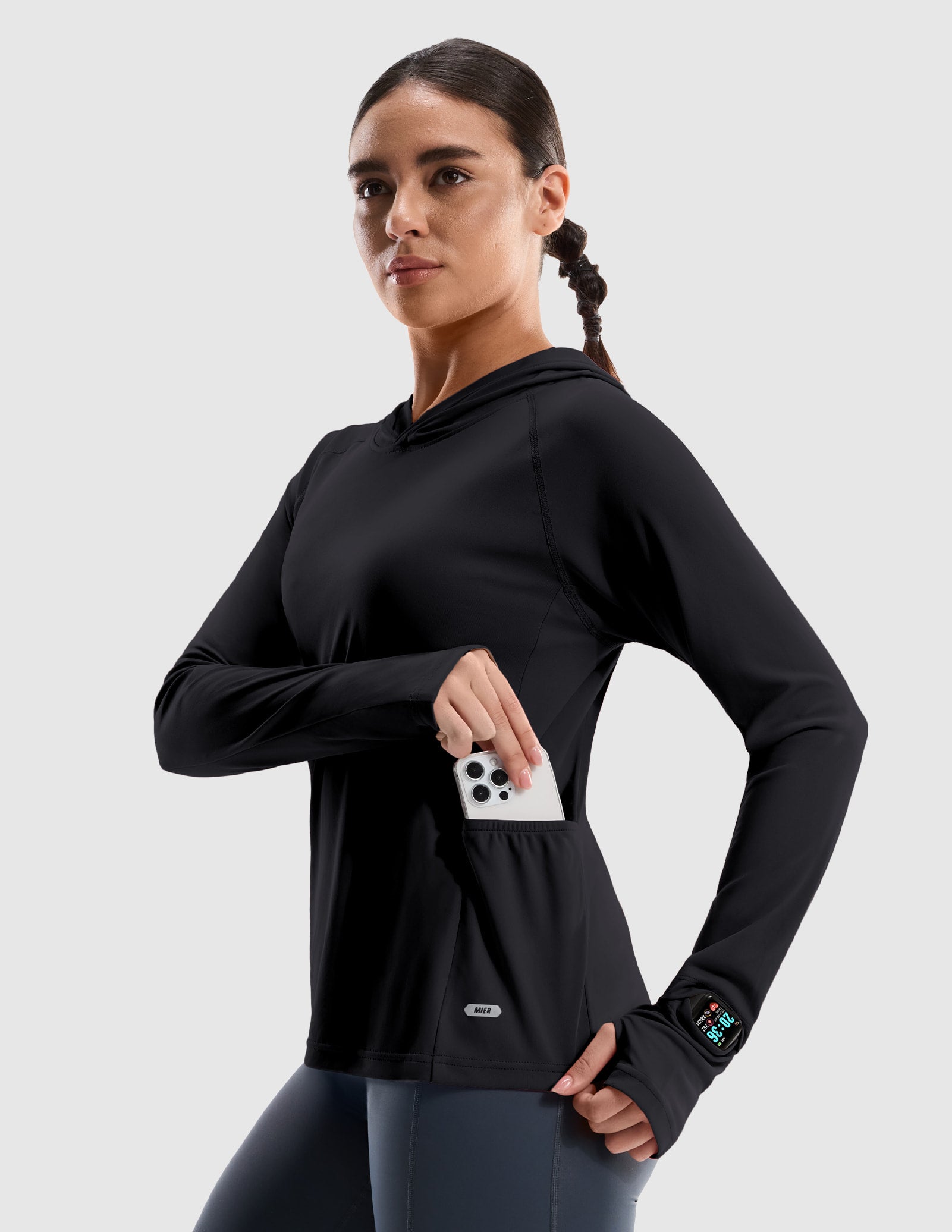 MIER Women's UPF 50+ Running Hoodie Lightweight Sun Protection Shirt Women Shirts
