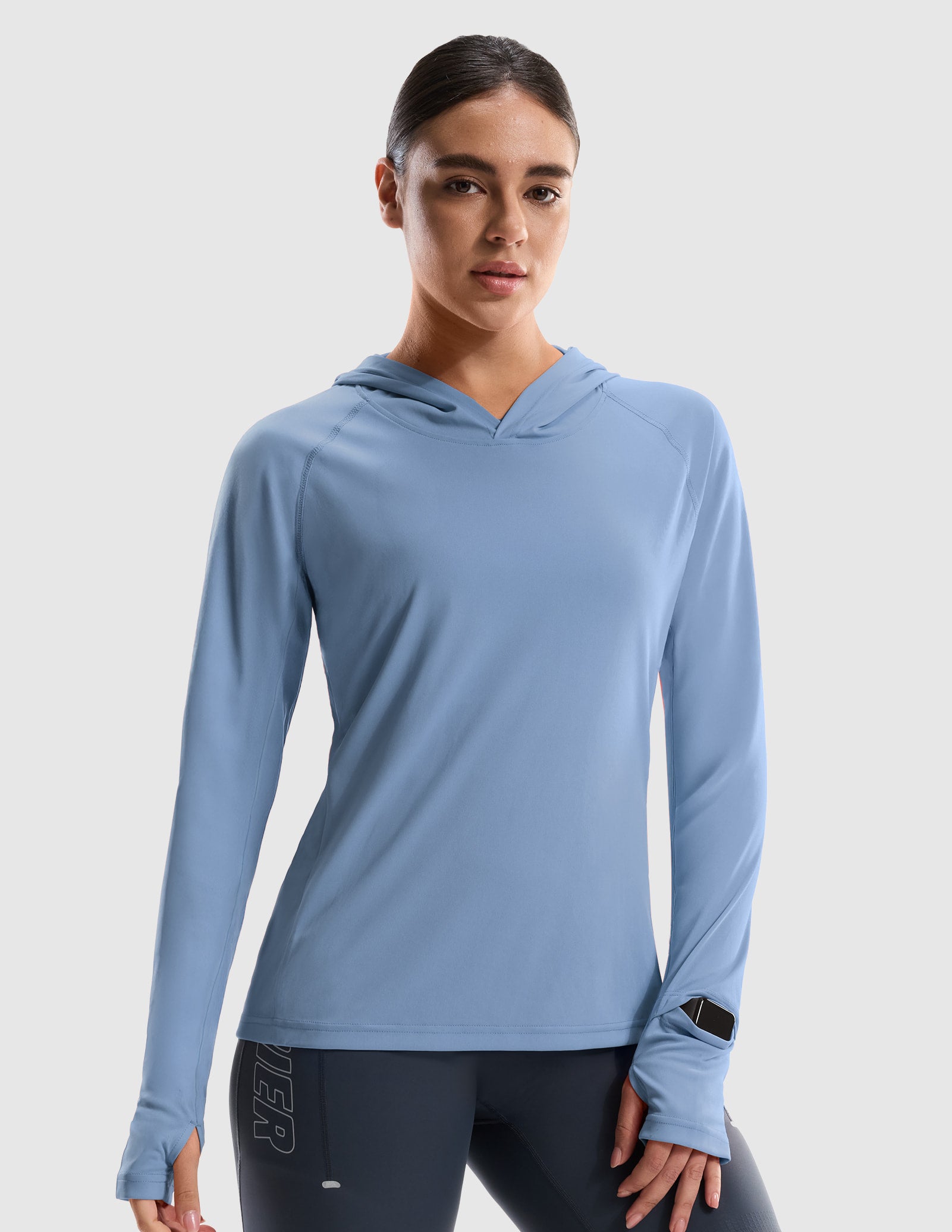 MIER Women's UPF 50+ Running Hoodie Lightweight Sun Protection Shirt Women Shirts Shadow Blue / XS