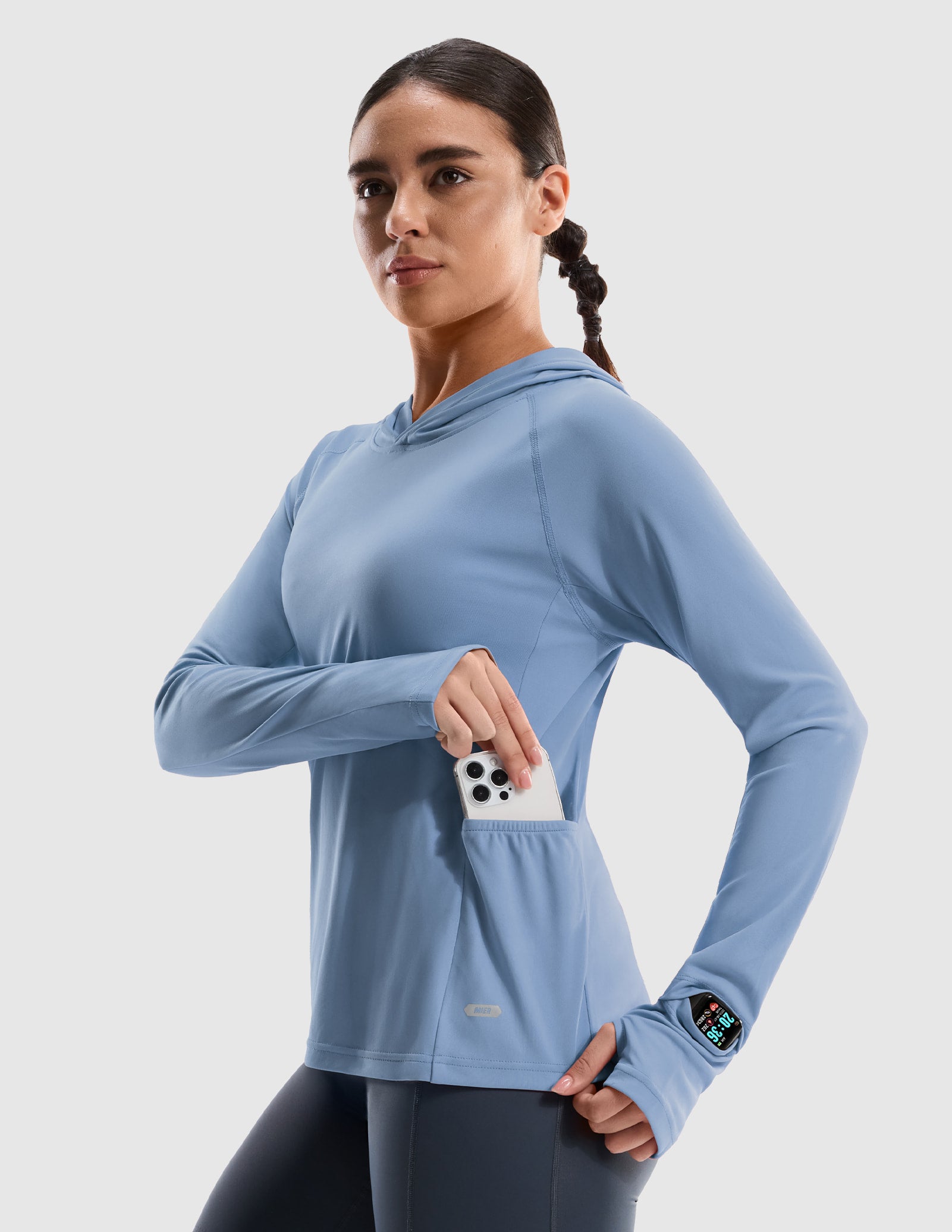 MIER Women's UPF 50+ Running Hoodie Lightweight Sun Protection Shirt Women Shirts
