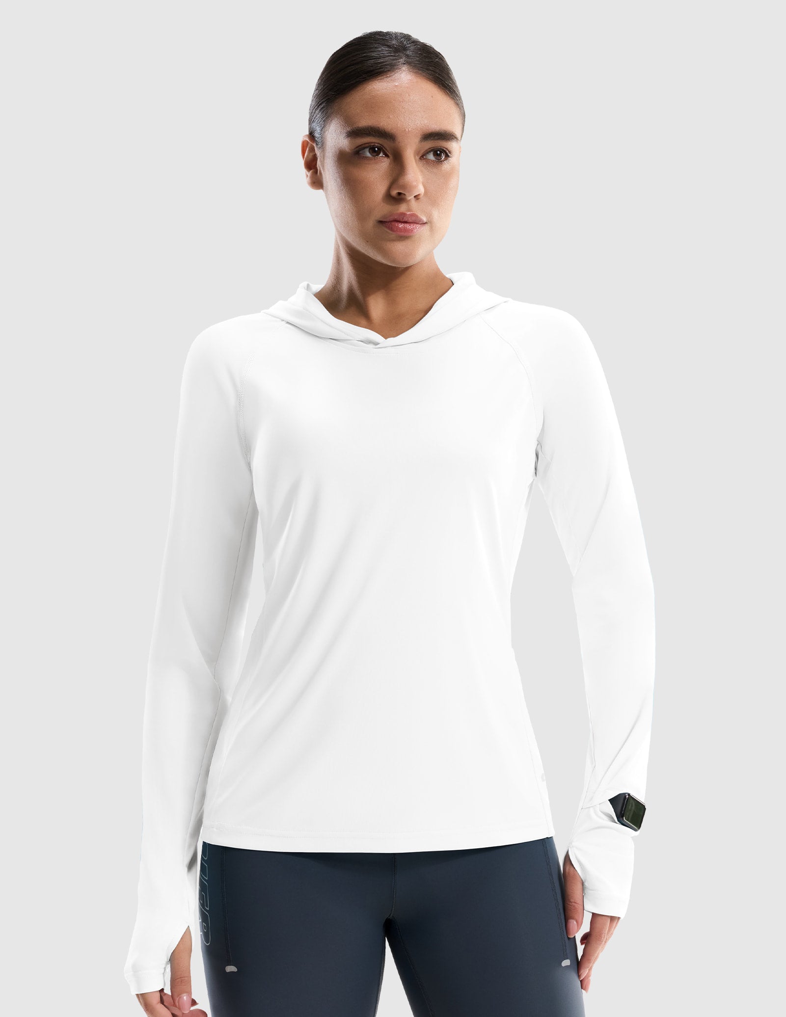 MIER Women's UPF 50+ Running Hoodie Lightweight Sun Protection Shirt Women Shirts White / XS