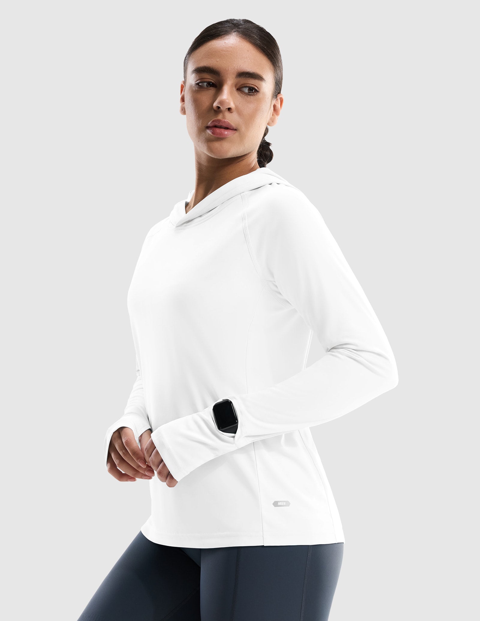 MIER Women's UPF 50+ Running Hoodie Lightweight Sun Protection Shirt Women Shirts