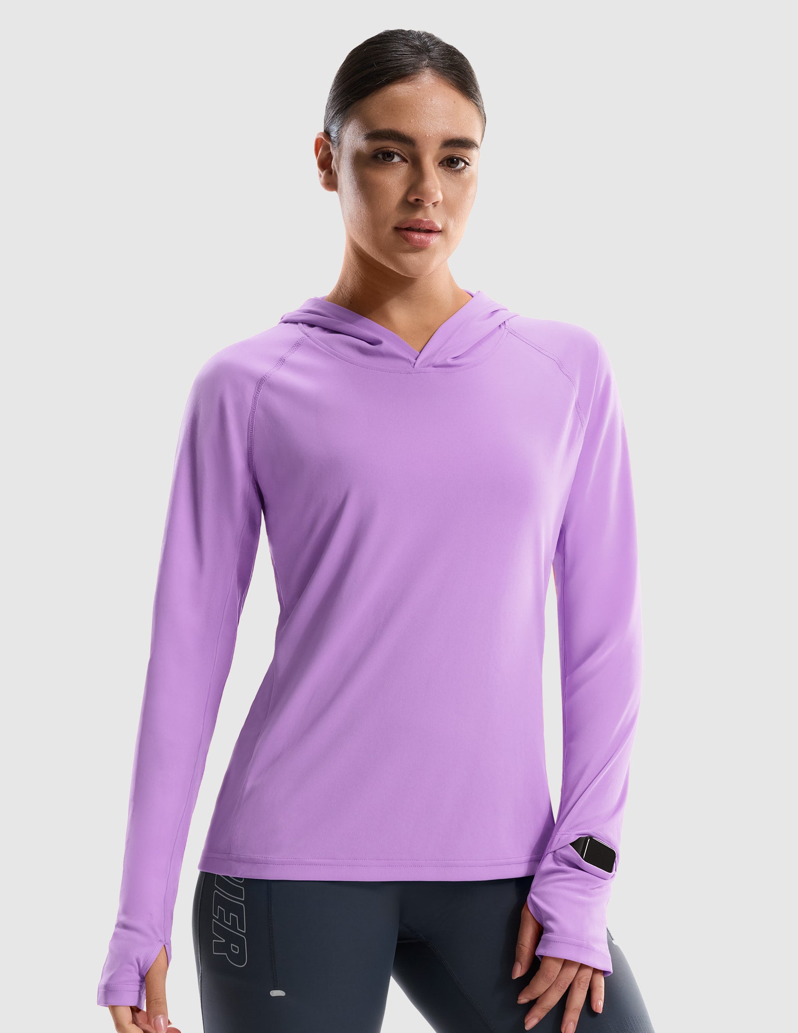 MIER Women's UPF 50+ Running Hoodie Lightweight Sun Protection Shirt Women Shirts Purple / XS