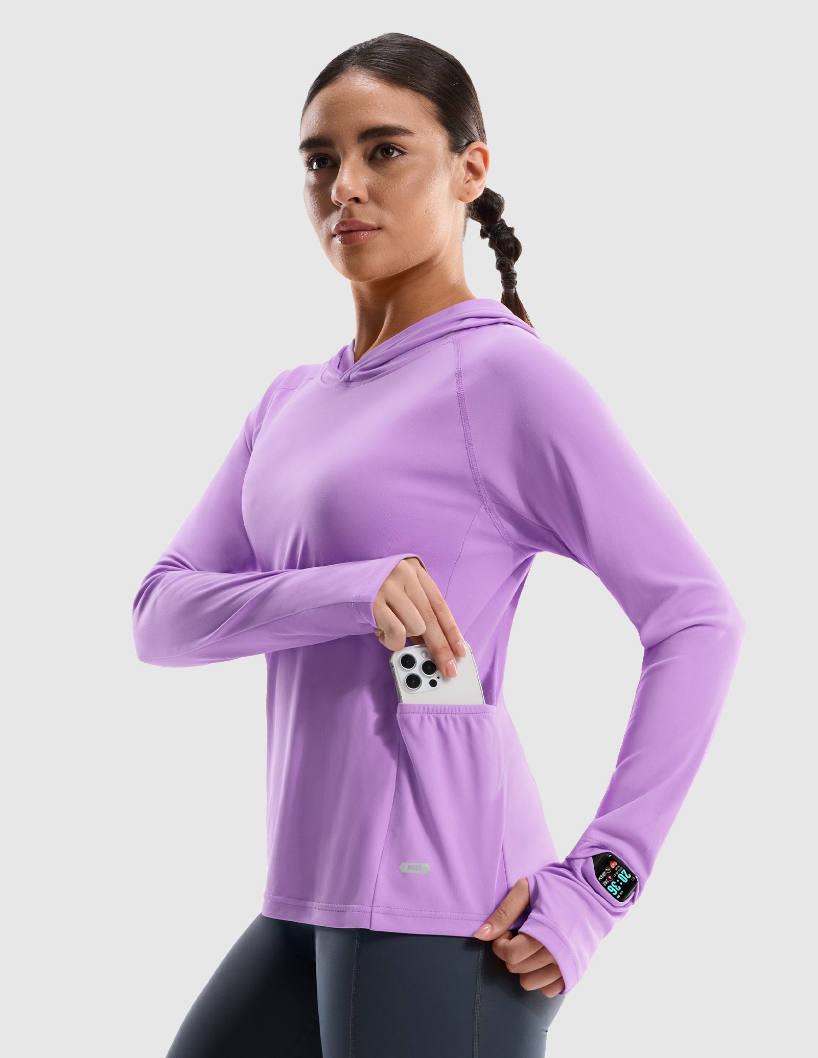 MIER Women's UPF 50+ Running Hoodie Lightweight Sun Protection Shirt Women Shirts