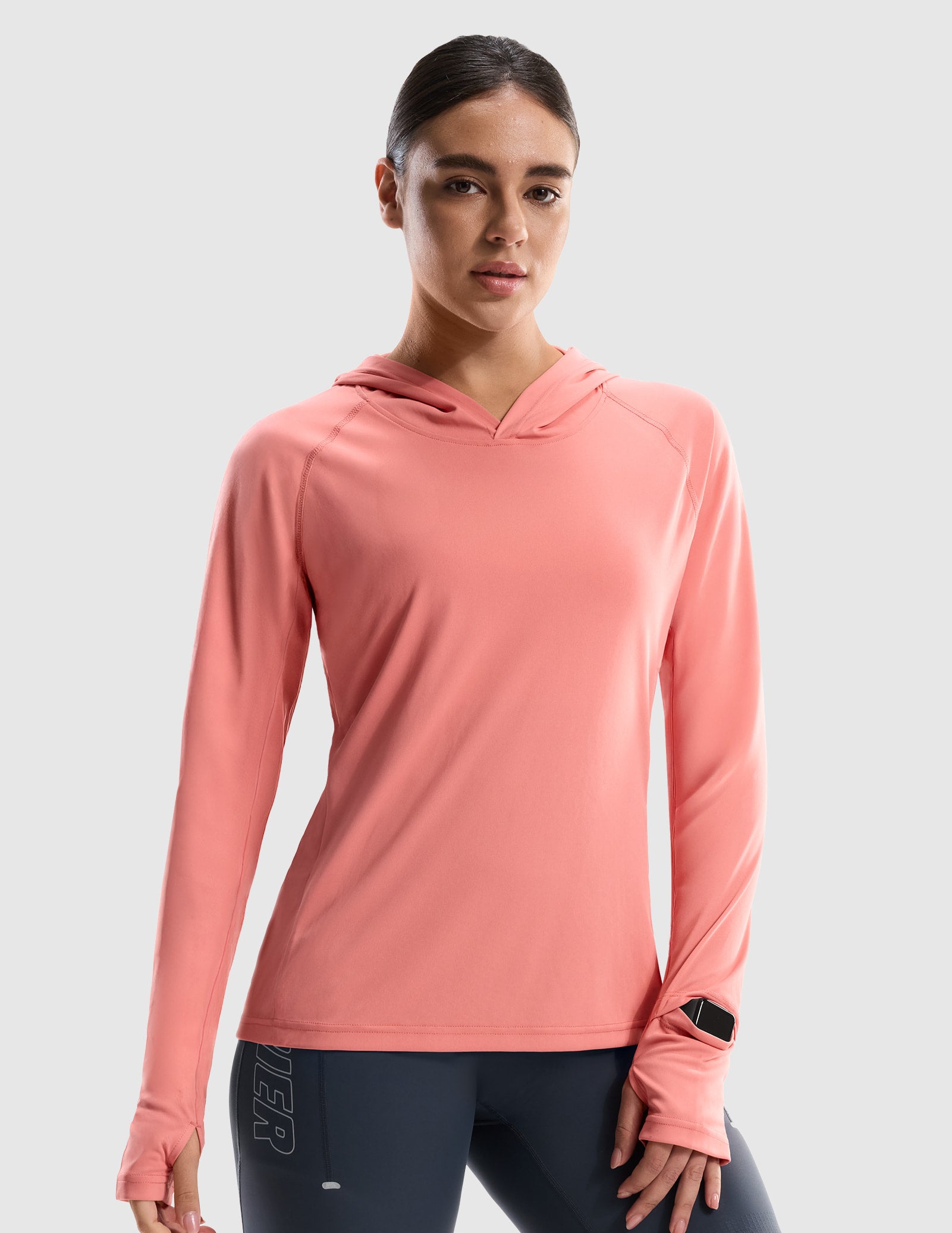 MIER Women's UPF 50+ Running Hoodie Lightweight Sun Protection Shirt Women Shirts Coral / XS