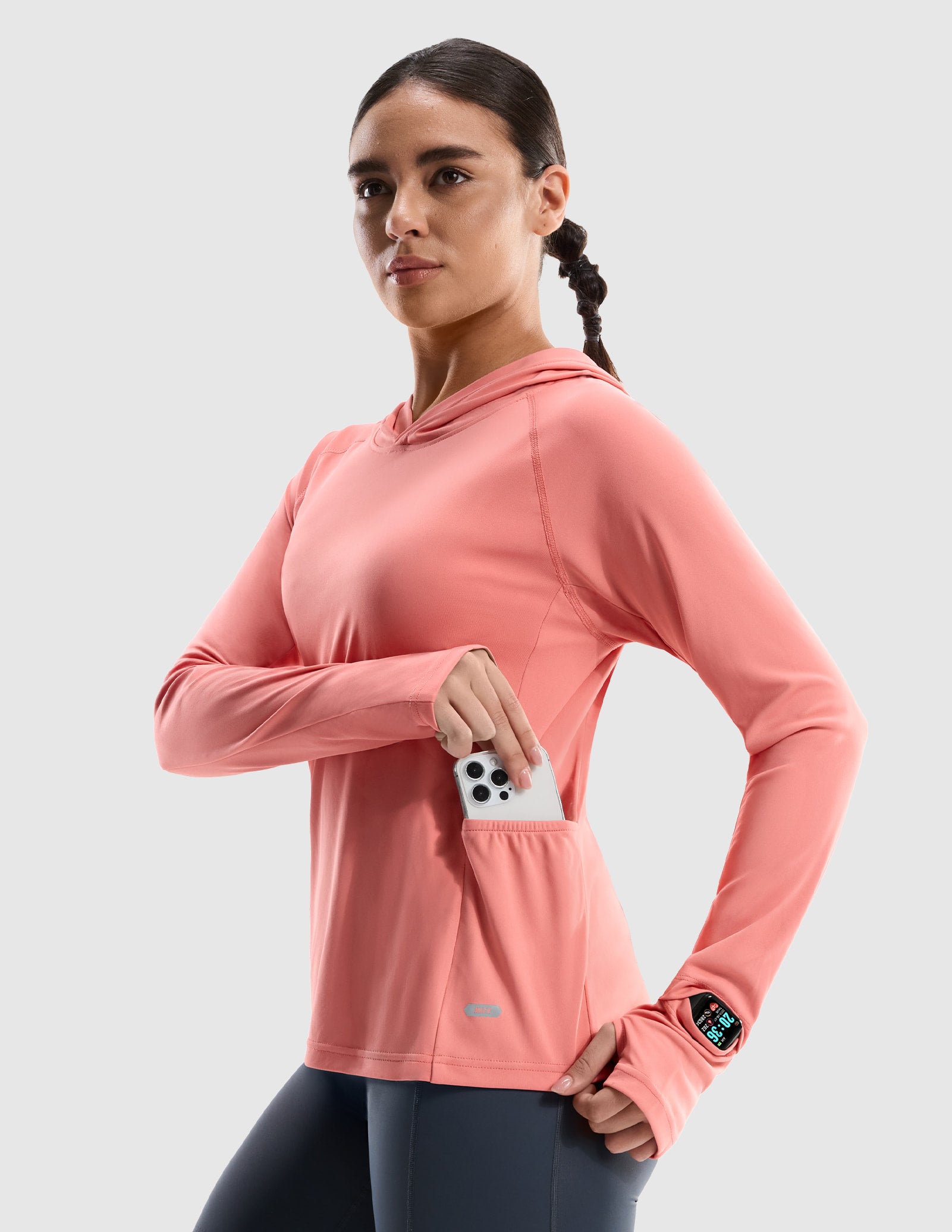 MIER Women's UPF 50+ Running Hoodie Lightweight Sun Protection Shirt Women Shirts