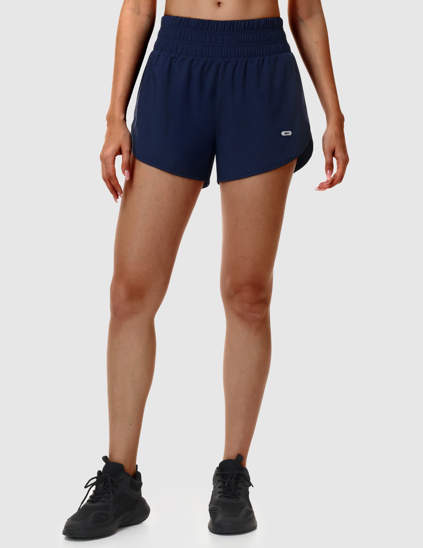 MIER Women’s 2 in 1 Running Shorts with Phone Pocket 3" Women Shorts Navy / XS