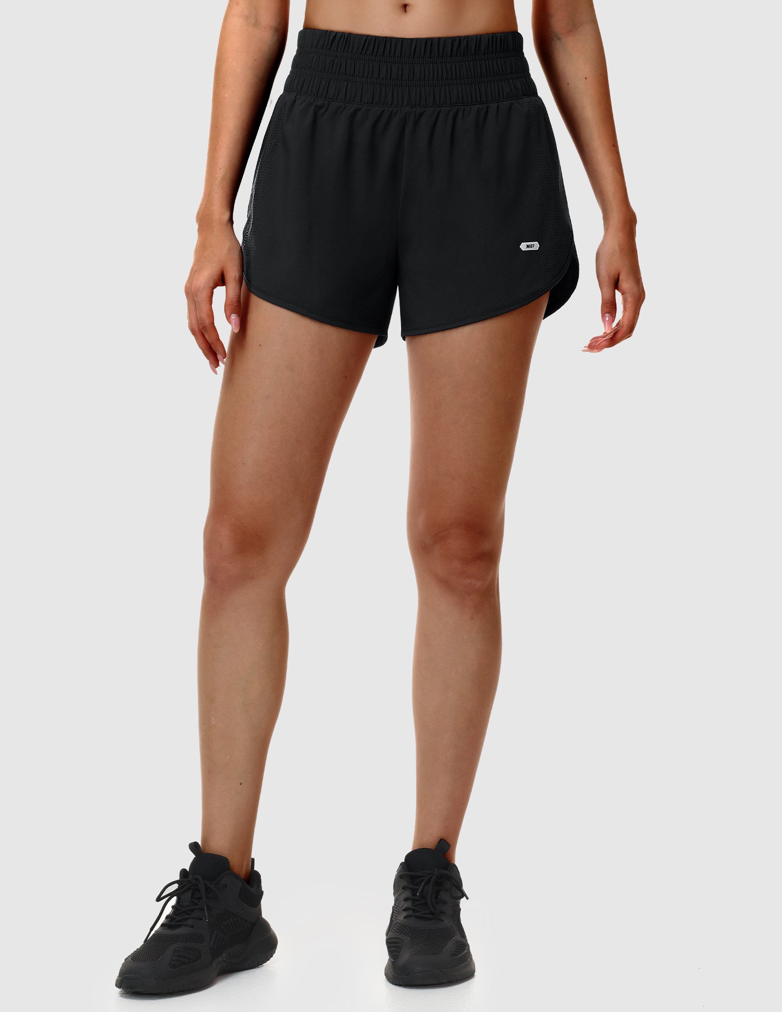 MIER Women’s 2 in 1 Running Shorts with Phone Pocket 3" Women Shorts Black / XS
