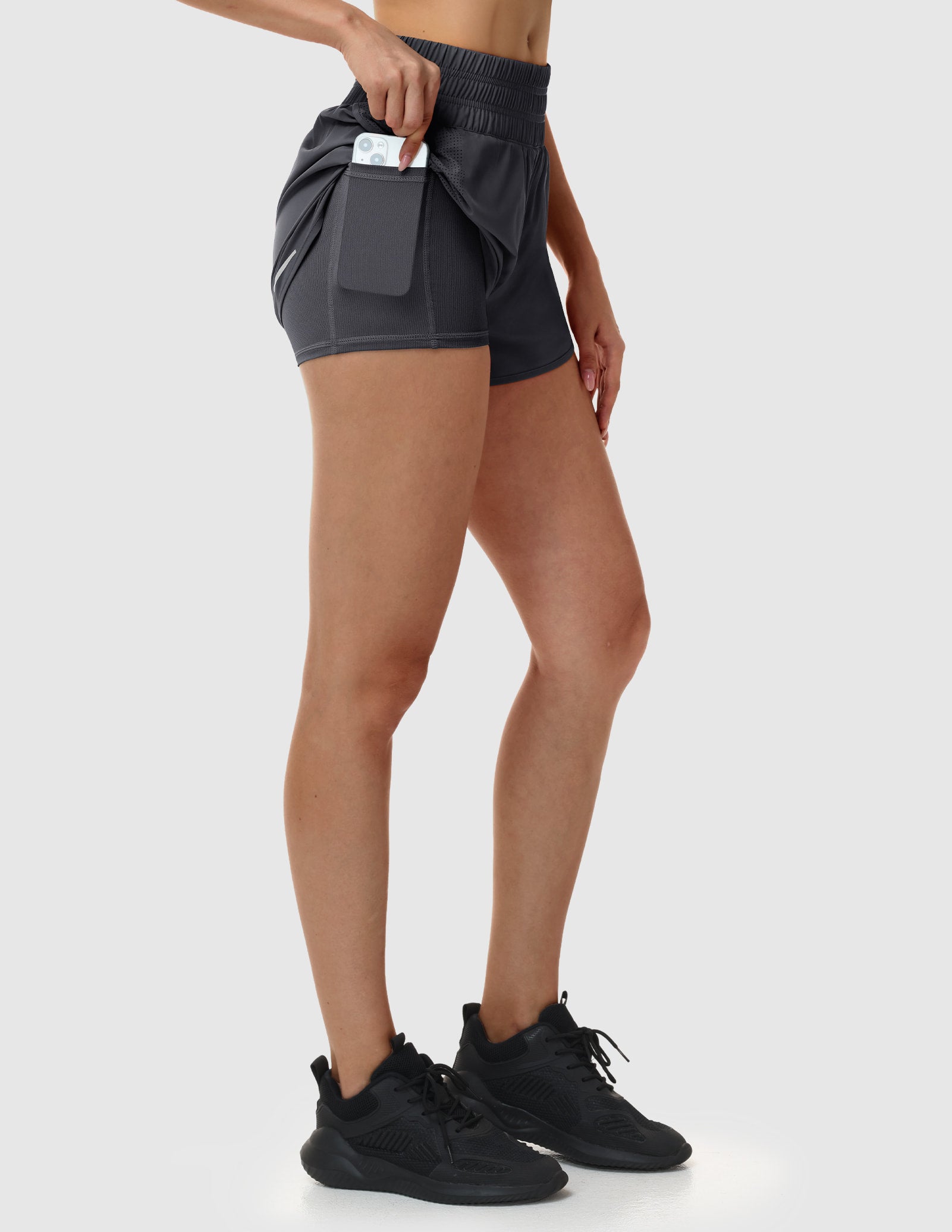 MIER Women’s 2 in 1 Running Shorts with Phone Pocket 3" Women Shorts