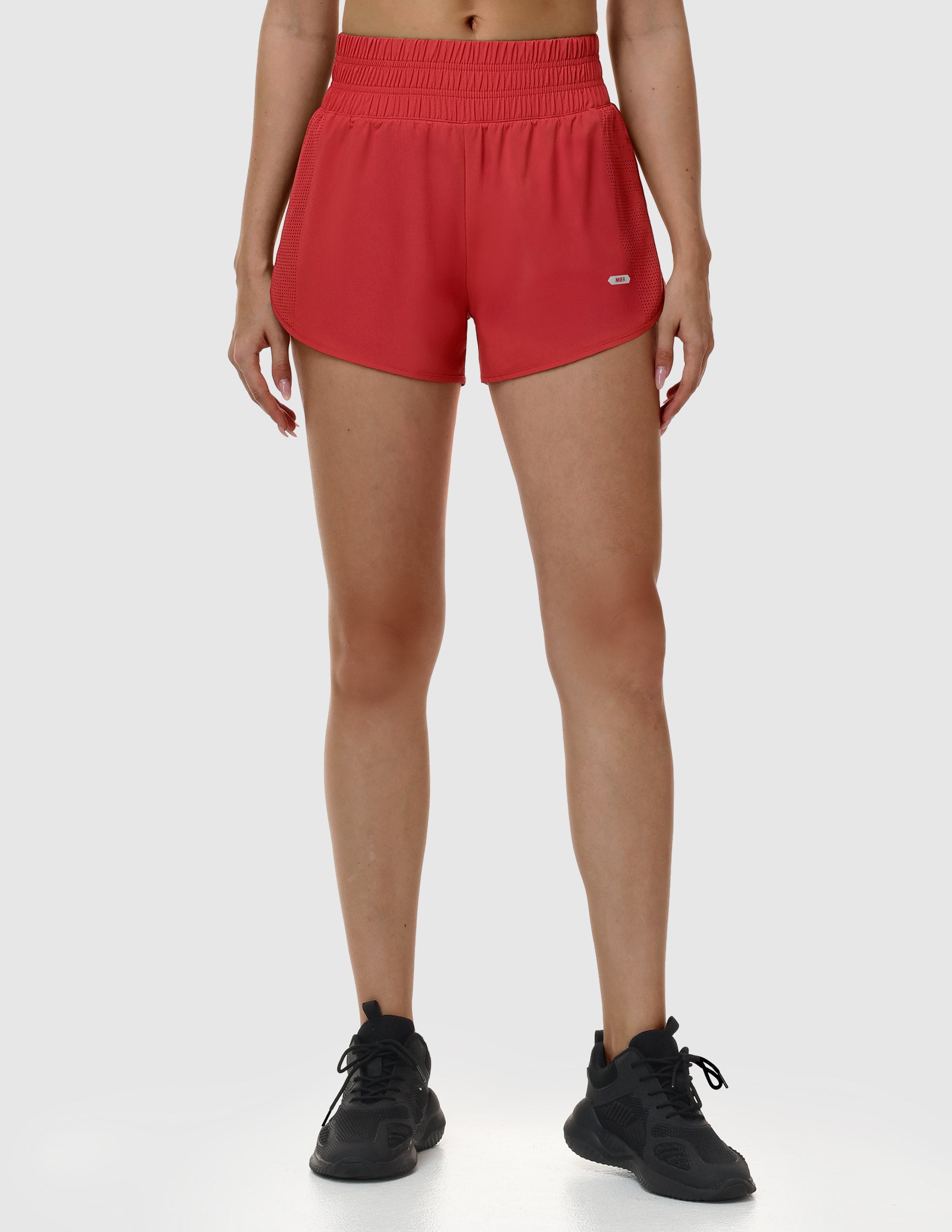 MIER Women’s 2 in 1 Running Shorts with Phone Pocket 3" Women Shorts Red / XS