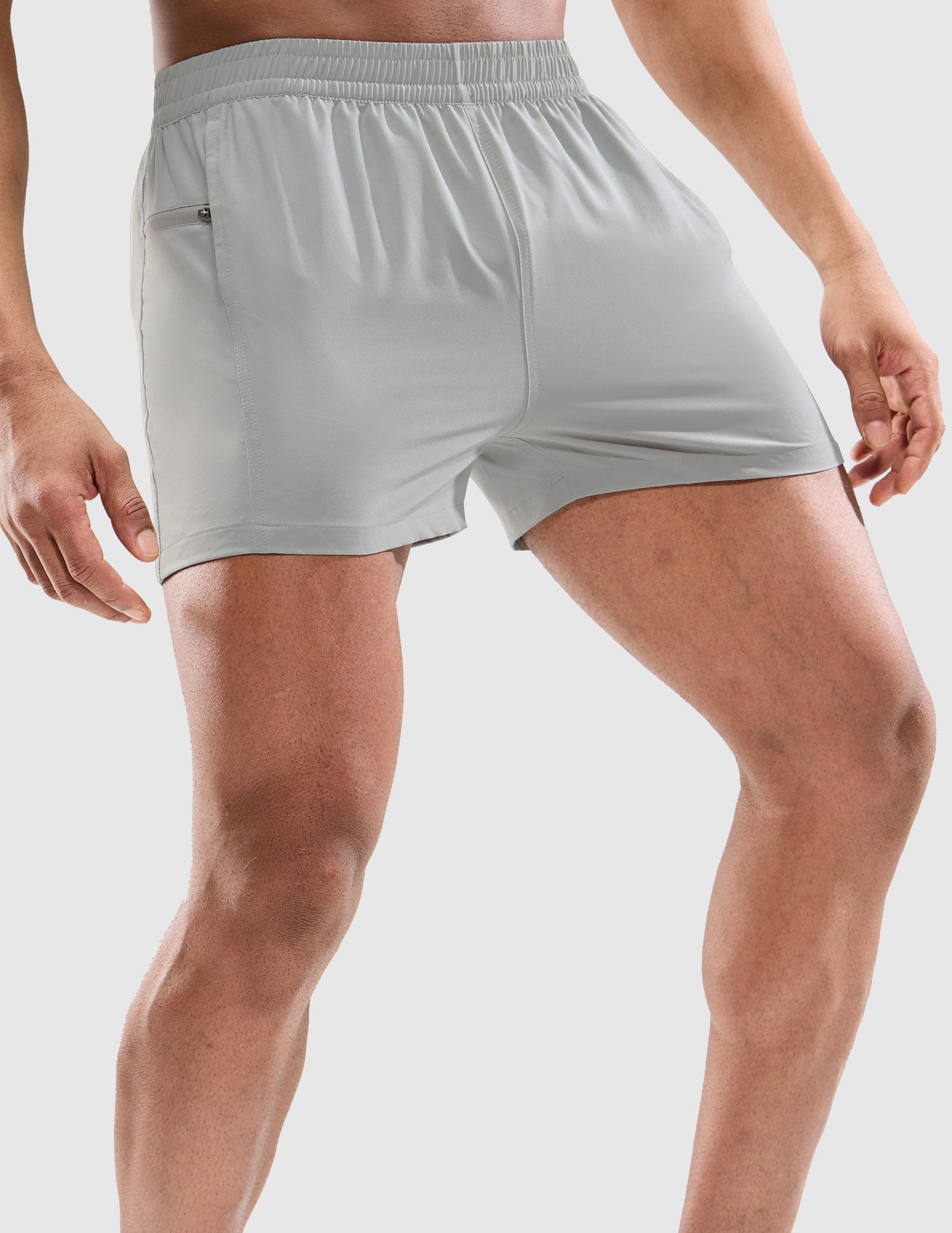 MIER Men's 3 Inch Athletic Running Shorts with Brief Liner Men's Shorts Light Grey / XS