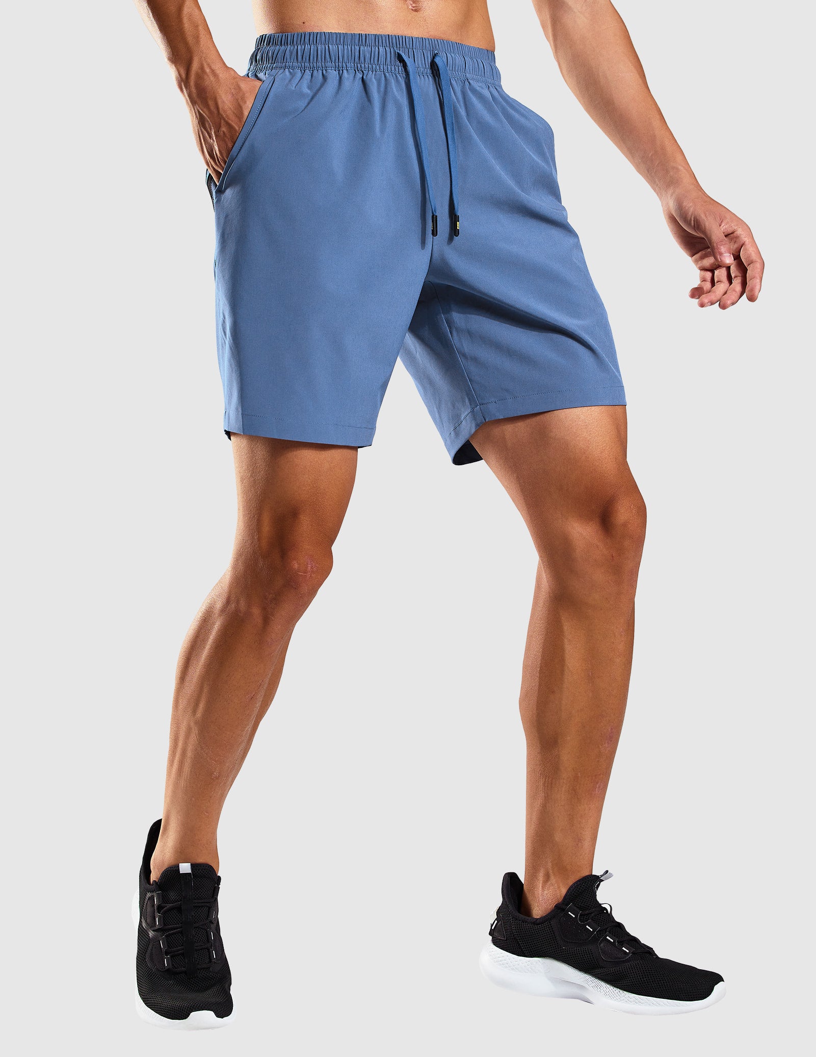 MIER Men's 7 Inch Active Running Shorts with Zipper Pockets Men's Shorts Indigo Blue / XS