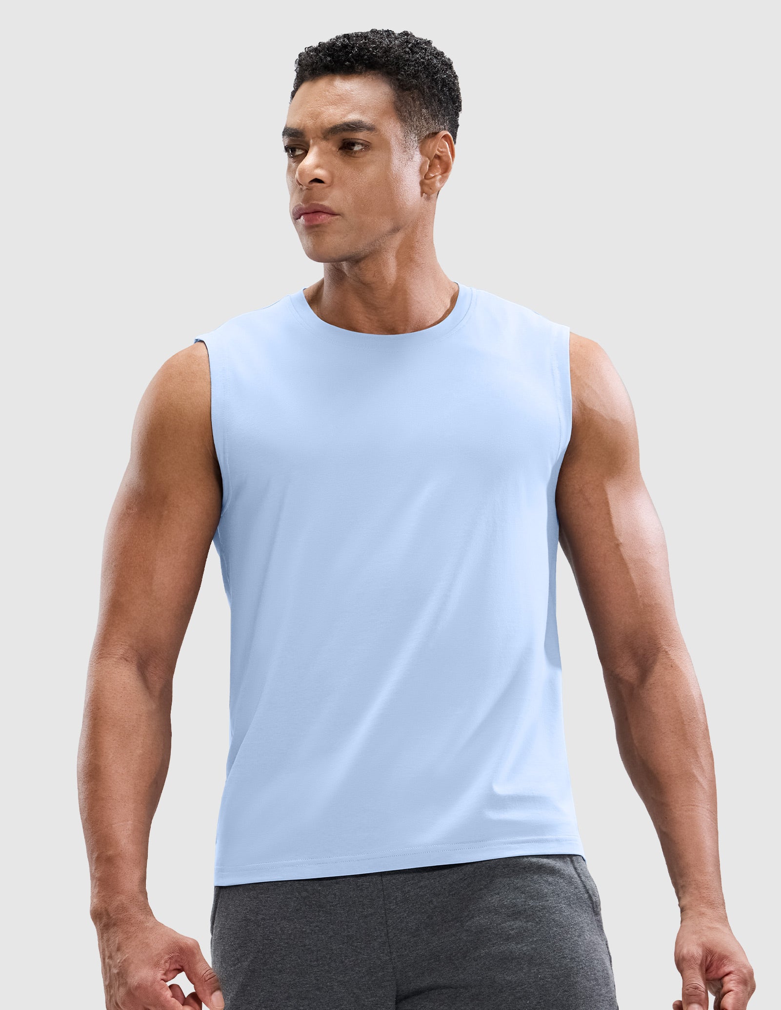 MIER Cotton Blend Running Tank for Men Stretchable and Moisture Wicking Men's Tank Top