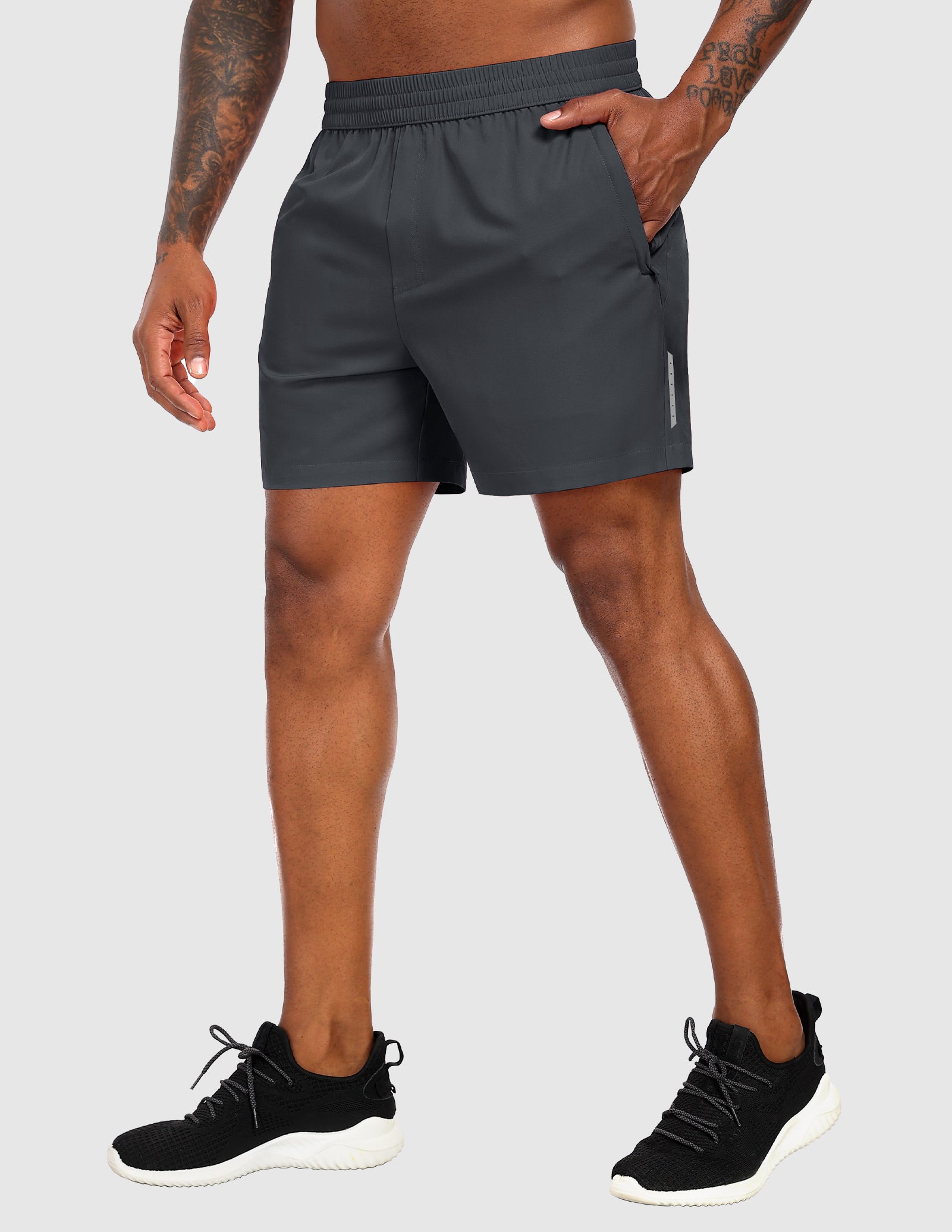 MIER Men's 5" Running Shorts with Phone Pockets, Quick-Dry Fit Men's Shorts Dark Grey / XS