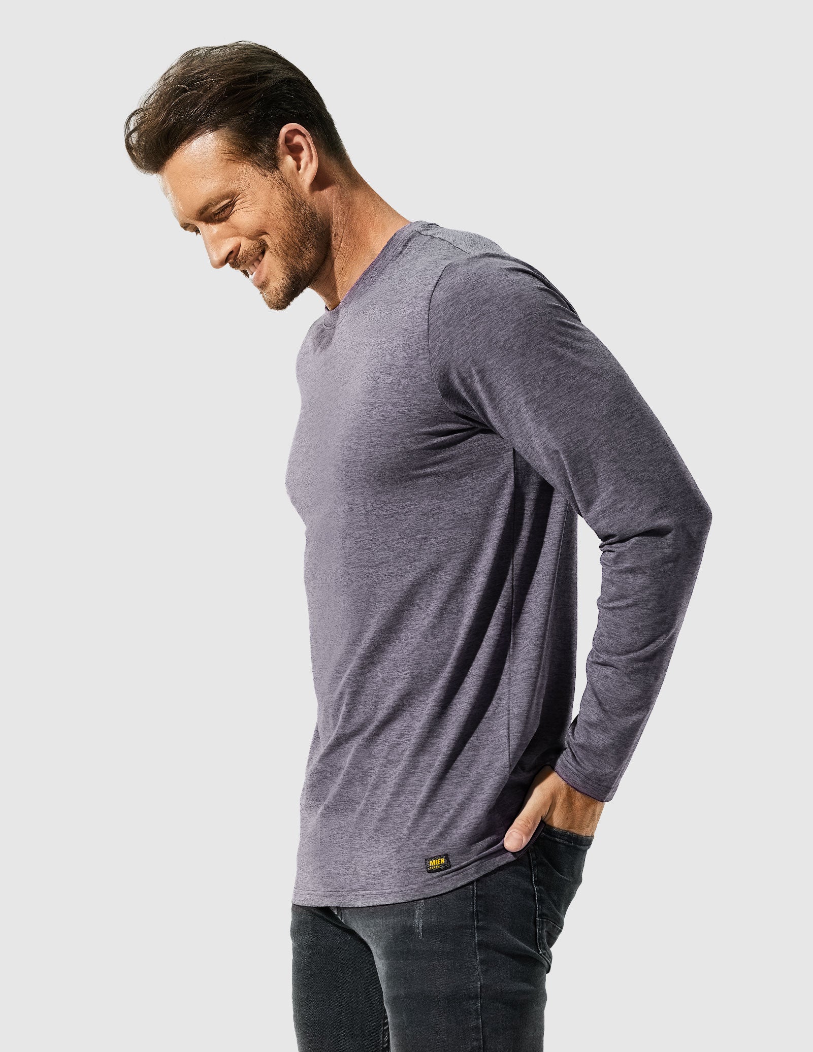 MIER Men’s Buttery Soft Long Sleeve Athletic Crew Neck Tee Men's Shirt