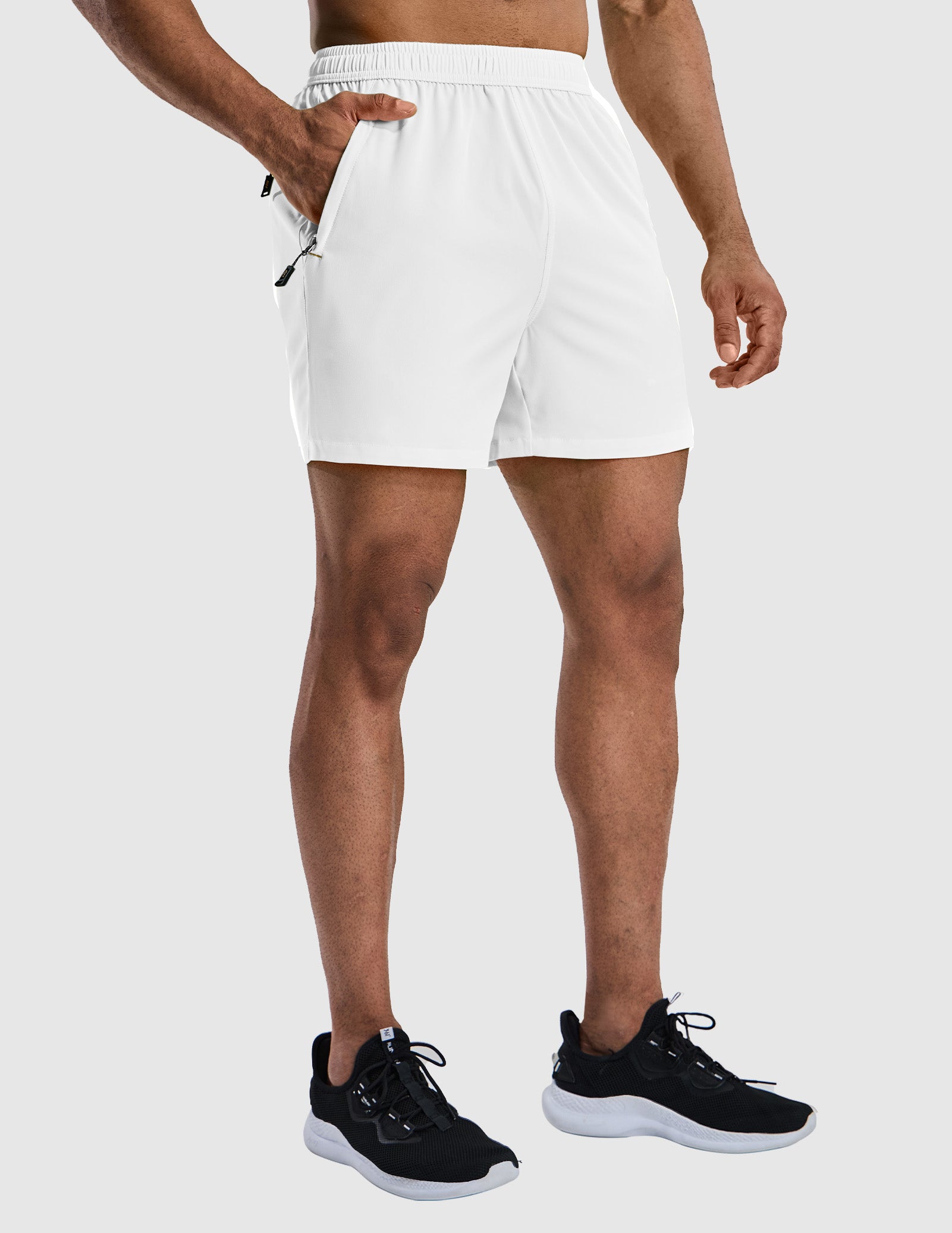 MIER Men's 5 Inch Dry Fit Running Shorts with Zipper Pockets Men's Shorts White / S