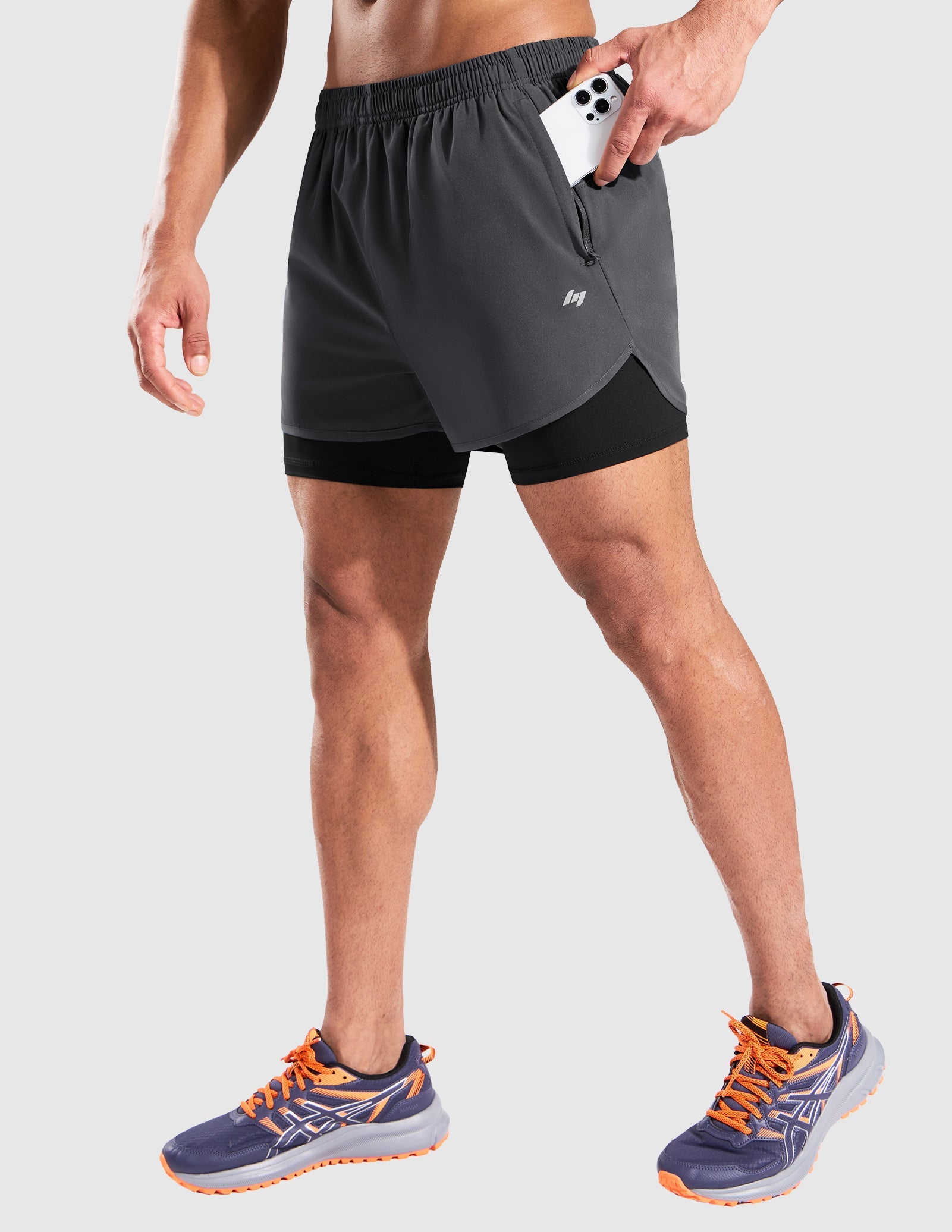 MIER Men’s 2-in-1 Running Shorts 5” Quick Dry with Compression Liner & 3 Pockets Men's Shorts