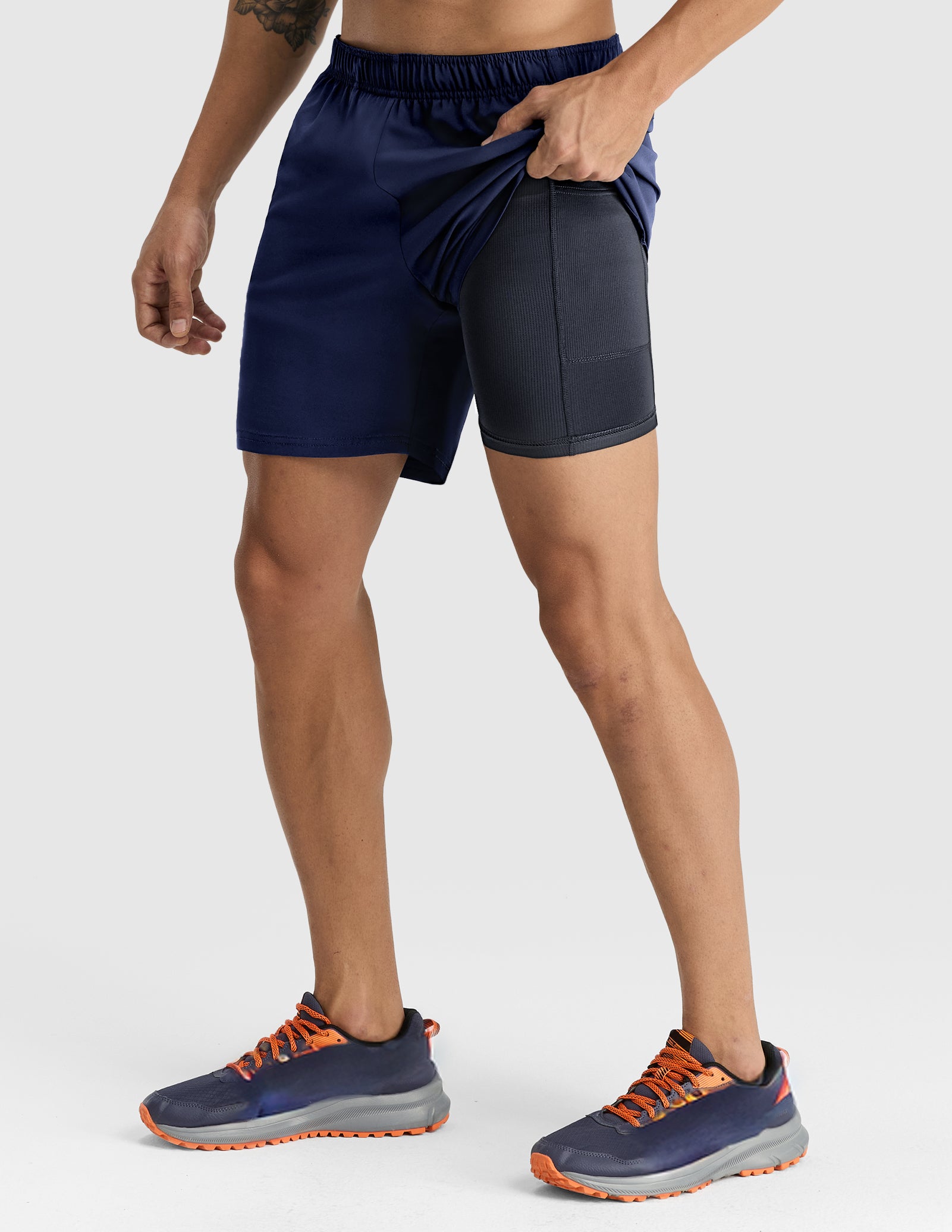 MIER Men's 7" 2-in-1 Running Shorts with Secure Zipper Pockets Men's Shorts