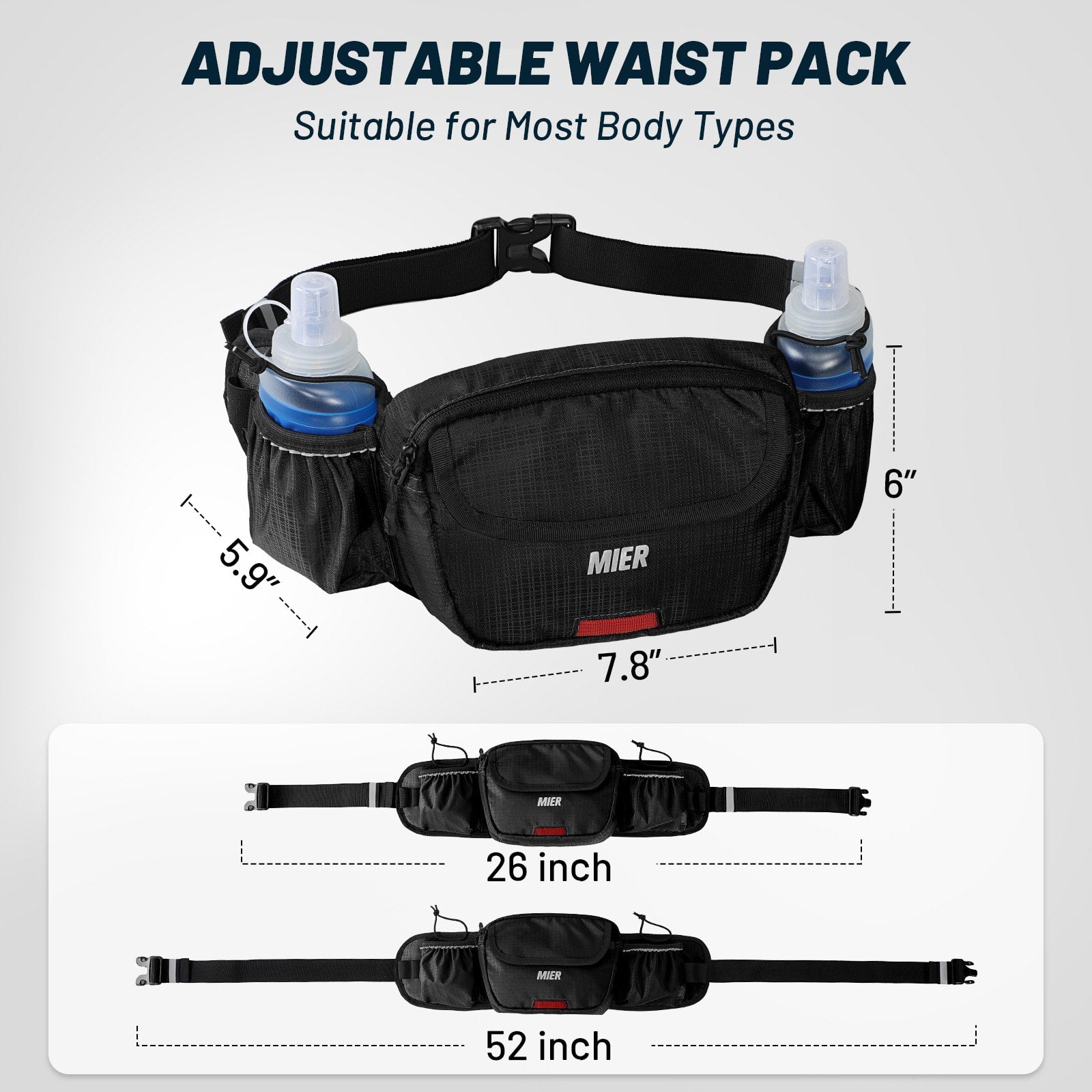MIER Running Hydration Belt with 2 Soft Flasks Running Vest