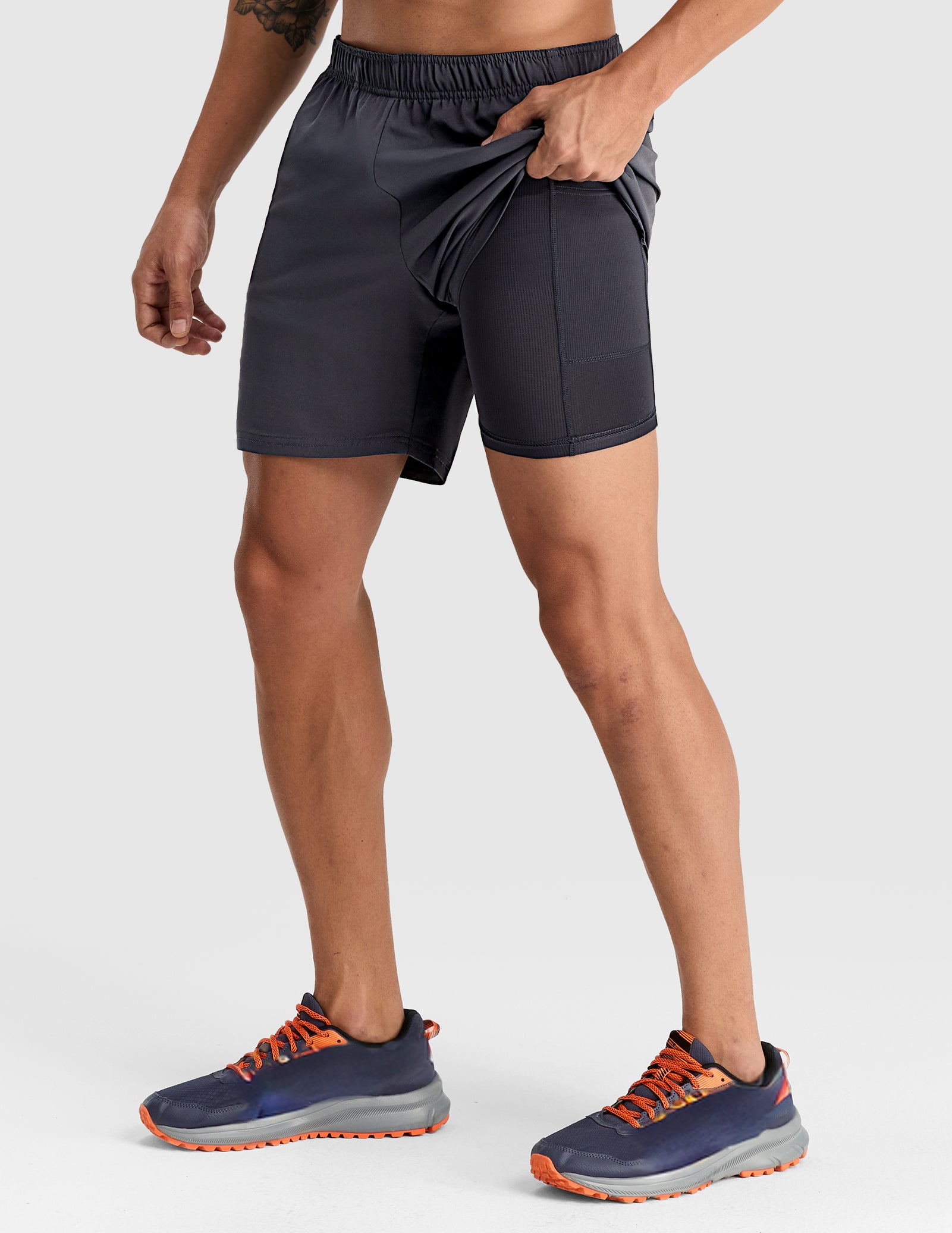 MIER Men's 7" 2-in-1 Running Shorts with Secure Zipper Pockets Men's Shorts