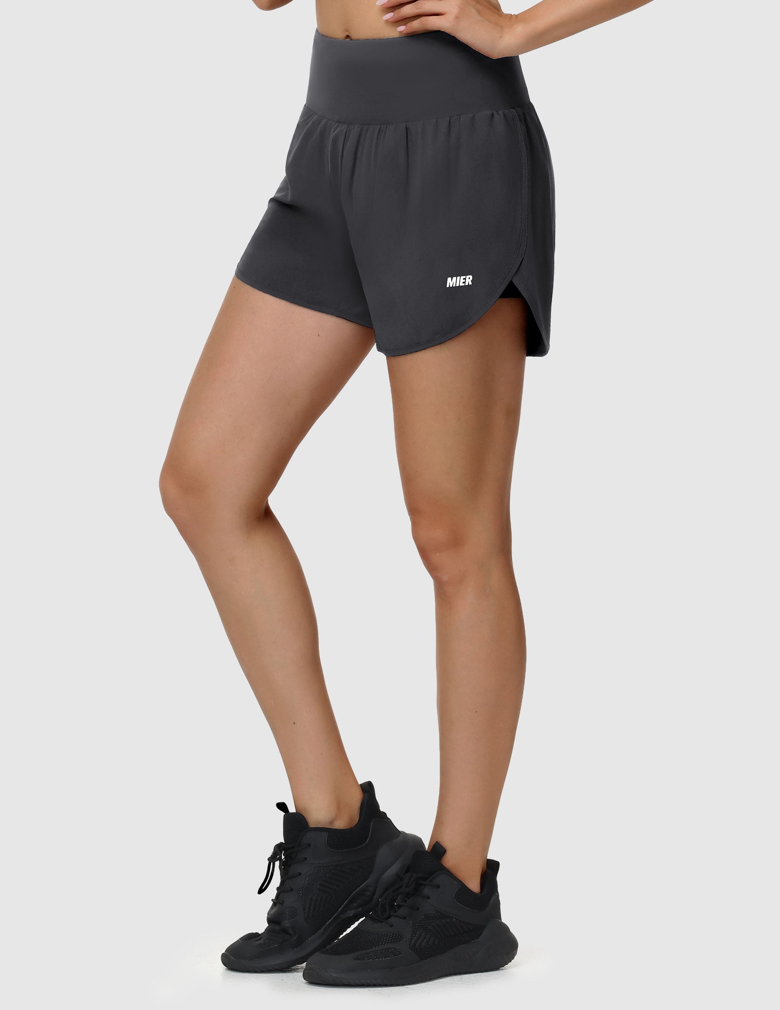 MIER Women’s 2-in-1 Running Shorts with Pockets Mid-Waist Quick Dry Athletic Shorts Women Shorts