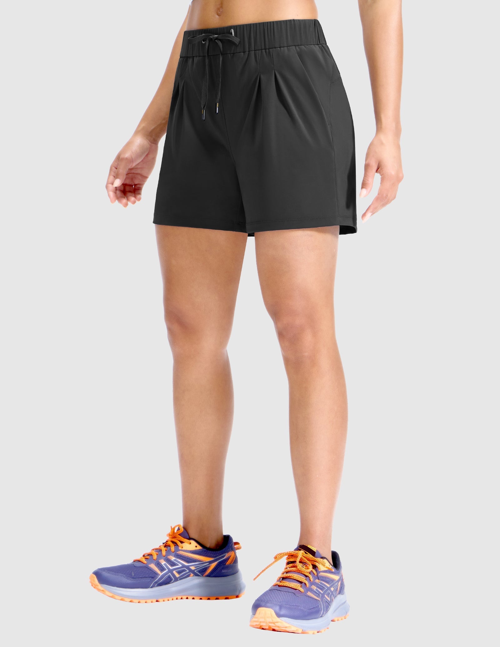 MIER Women's 4" Inseam Nylon Running Shorts, Quick-Dry, Stretch & Pockets Women Shorts