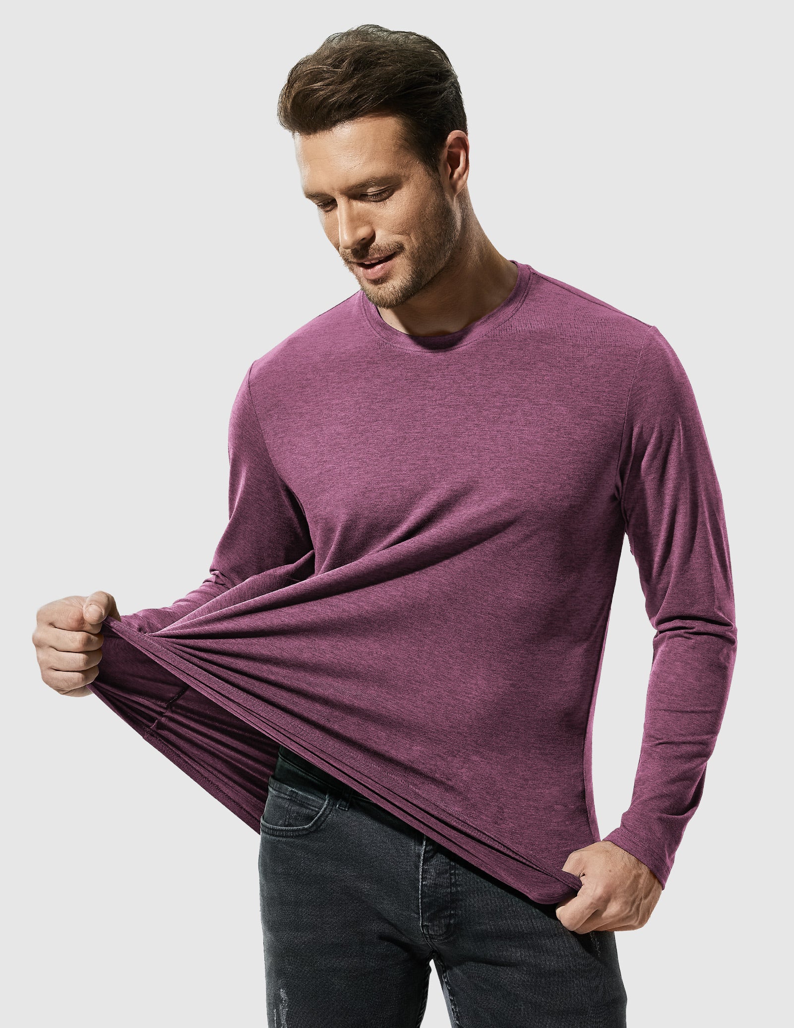 MIER Men’s Buttery Soft Long Sleeve Athletic Crew Neck Tee Men's Shirt