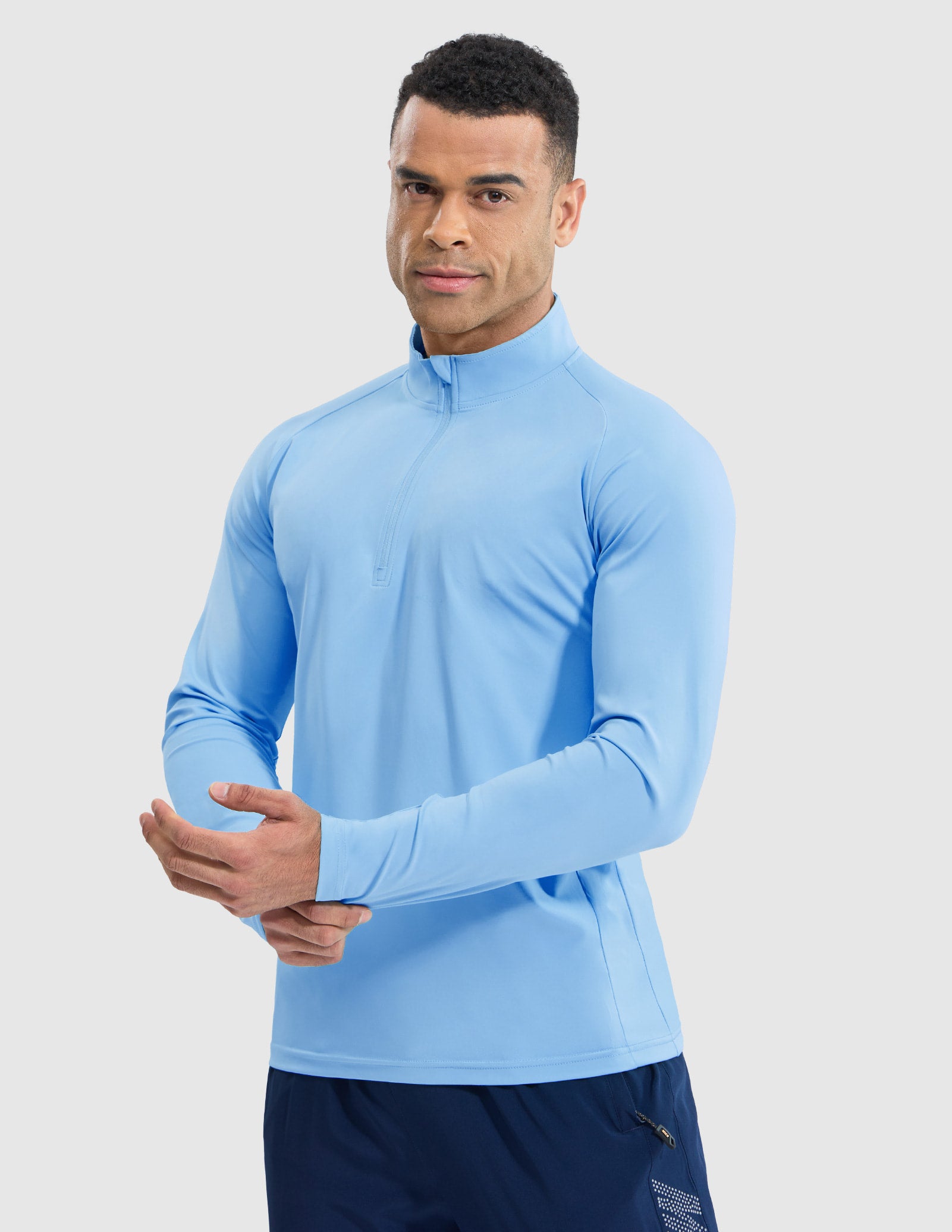 MIER Lightweight Quarter Zip Running Shirt, Breathable and Sun Protection Men's T-Shirts