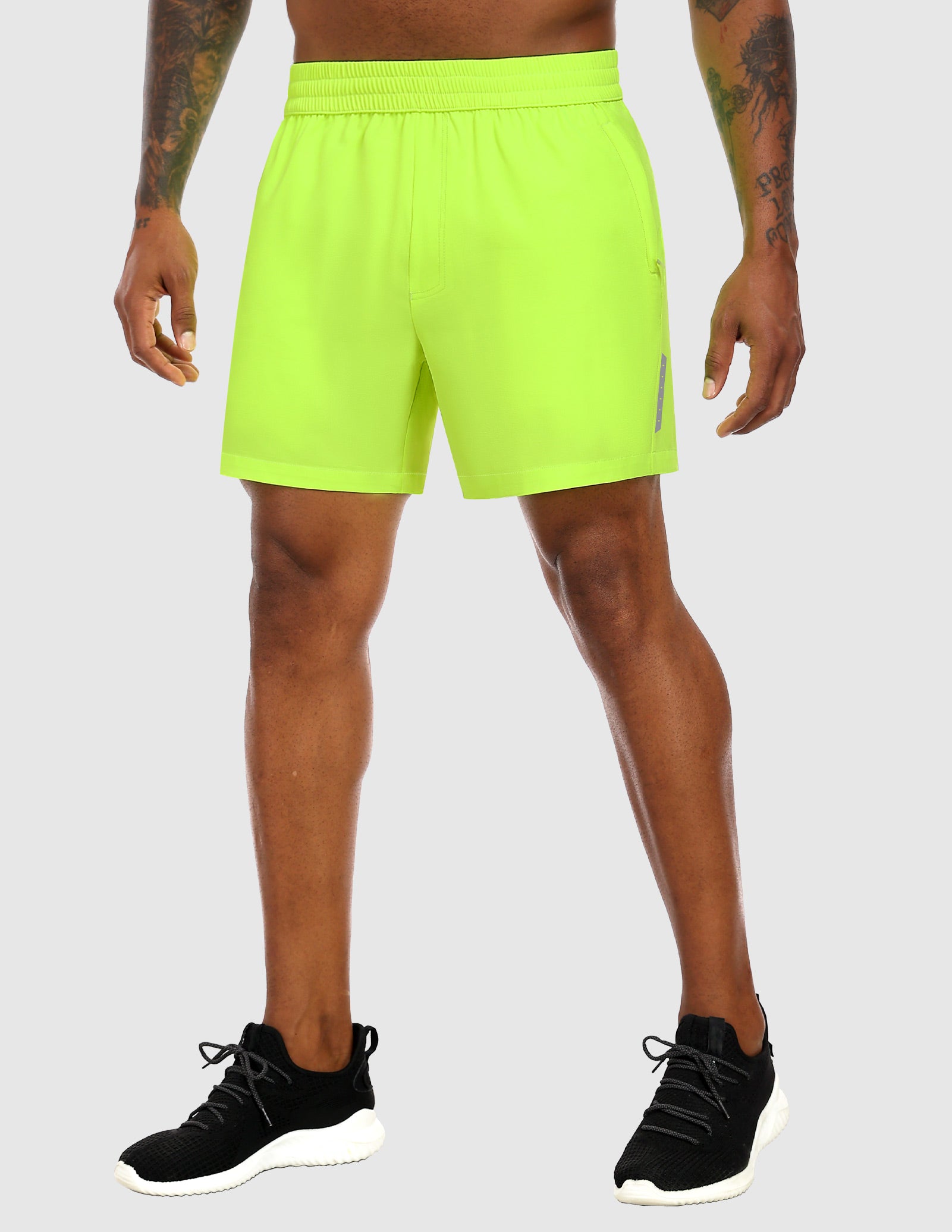 MIER Men's 5" Running Shorts with Phone Pockets, Quick-Dry Fit Men's Shorts Neon Green / XS
