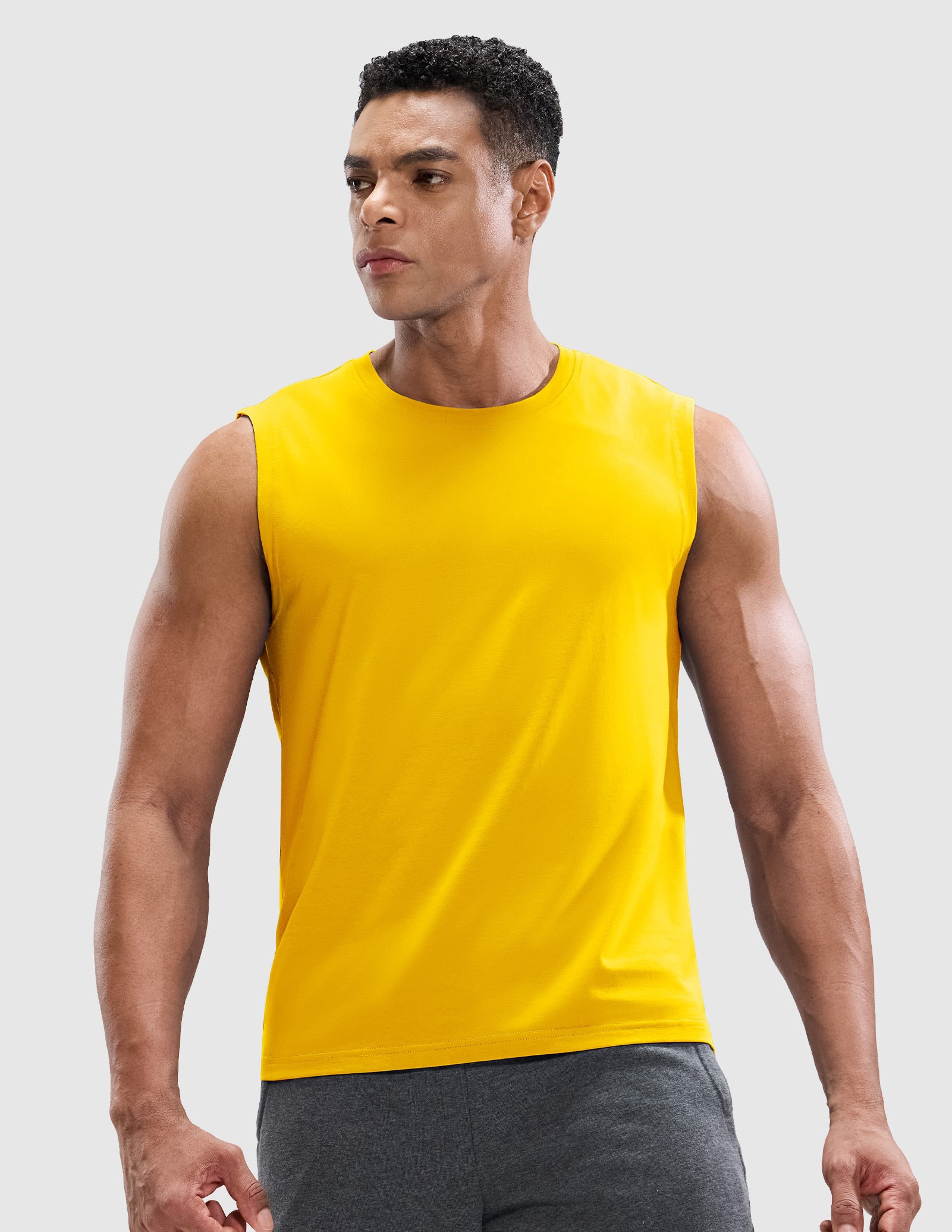 MIER Cotton Blend Running Tank for Men Stretchable and Moisture Wicking Men's Tank Top