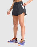 MIER Women’s 3” Gym Running Shorts Quick Dry with Mesh Liner & Zipper Pockets Women Shorts