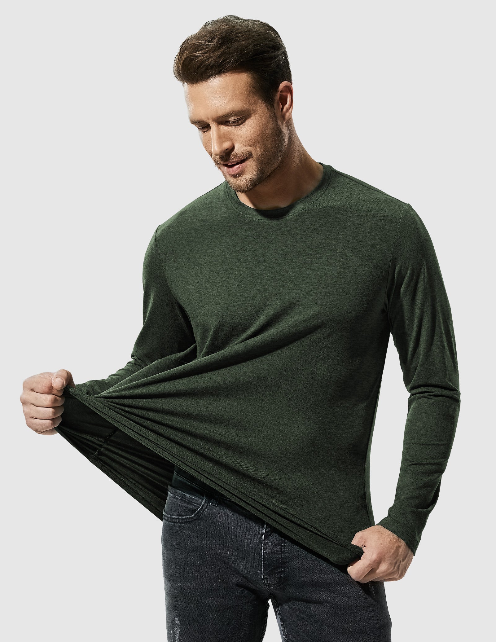 MIER Men’s Buttery Soft Long Sleeve Athletic Crew Neck Tee Men's Shirt