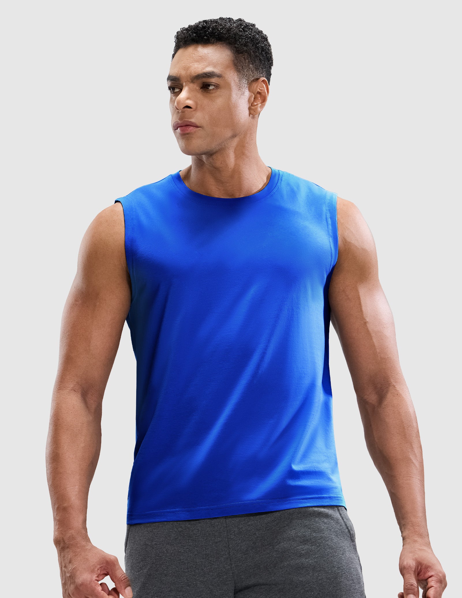 MIER Cotton Blend Running Tank for Men Stretchable and Moisture Wicking Men's Tank Top