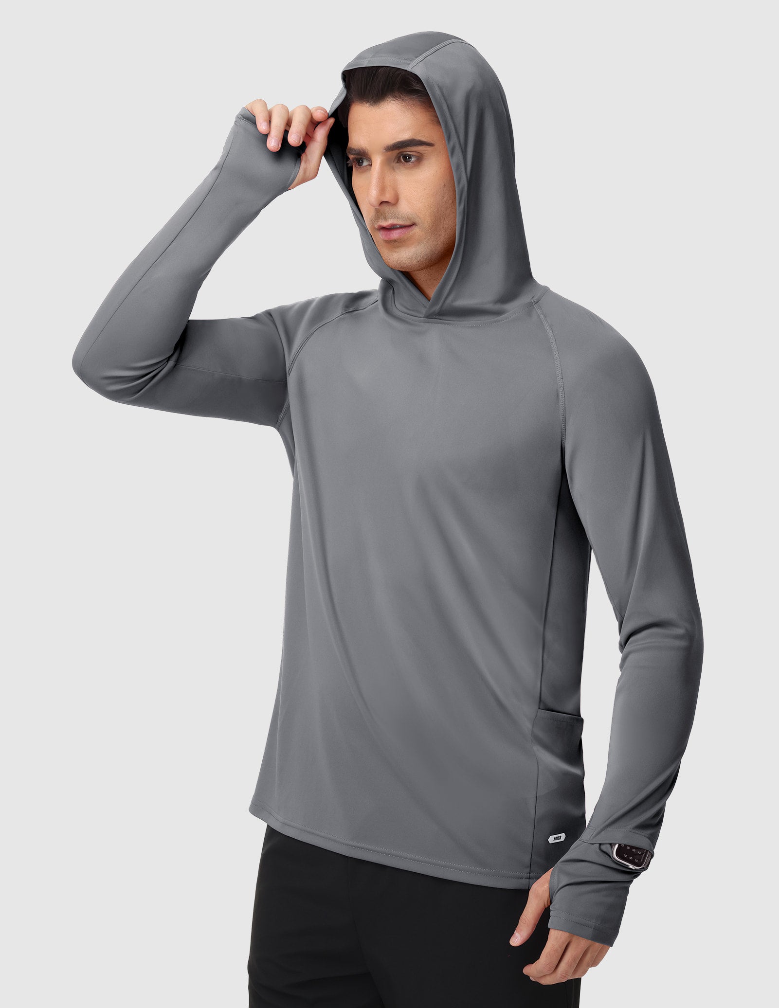 MIER Men's UPF 50+ Running Hoodie Lightweight Sun Protection Shirt Men's T-Shirts