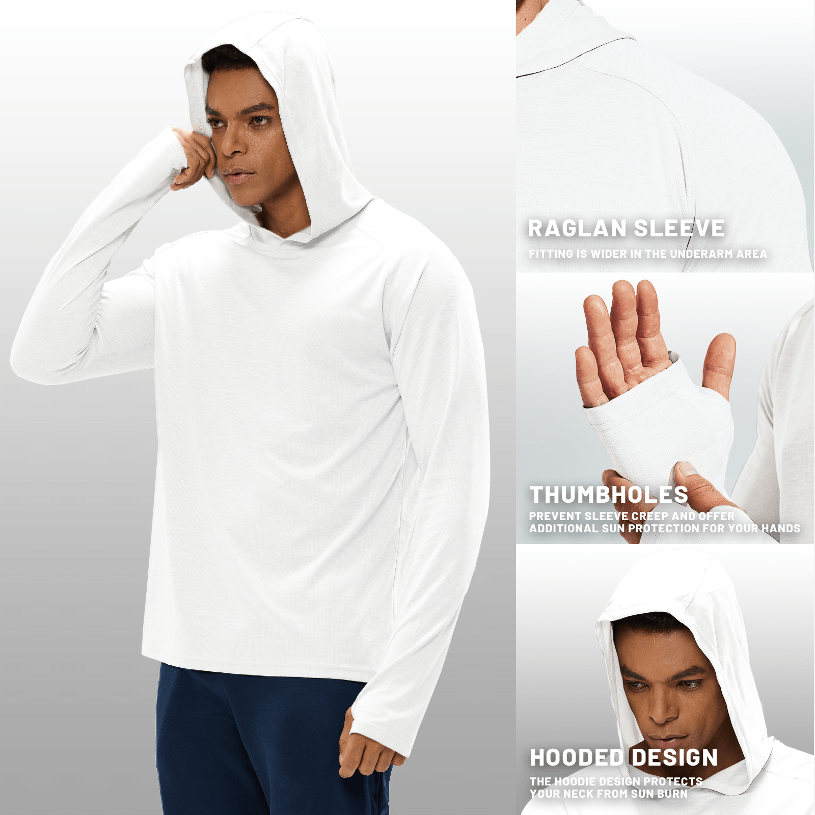 MIER Men's Hooded Shirt Lightweight Hoodie for Running, Fishing & Outdoor Protection Men's T-Shirts