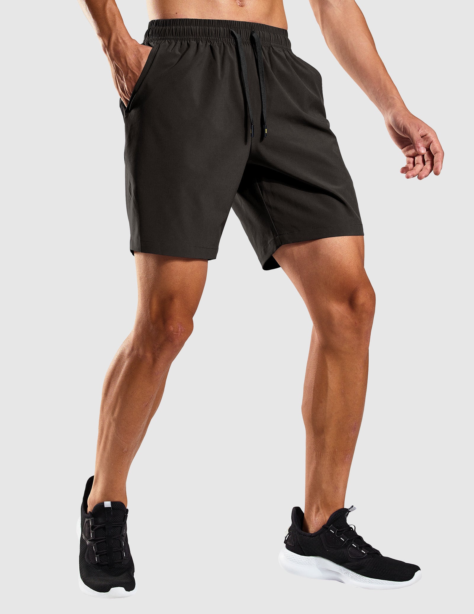 MIER Men's 7 Inch Active Running Shorts with Zipper Pockets Men's Shorts Black / S