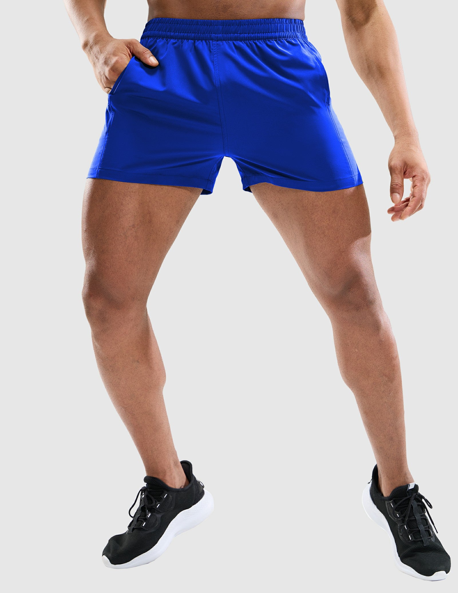 MIER Men's 3 Inch Athletic Running Shorts with Brief Liner Men's Shorts Royal Blue / XS