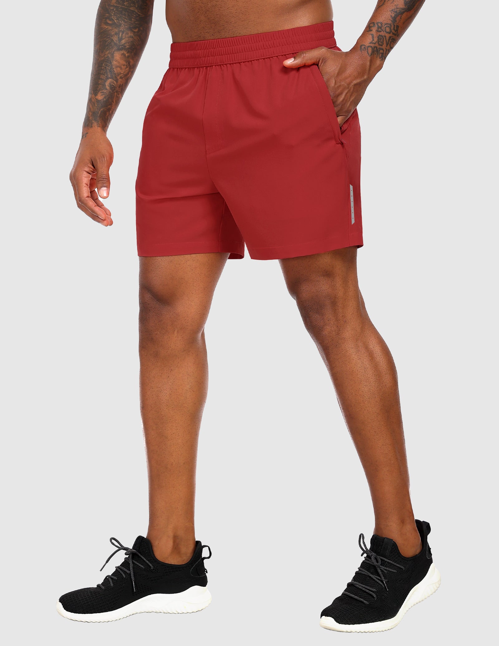 MIER Men's 5" Running Shorts with Phone Pockets, Quick-Dry Fit Men's Shorts Red / XS