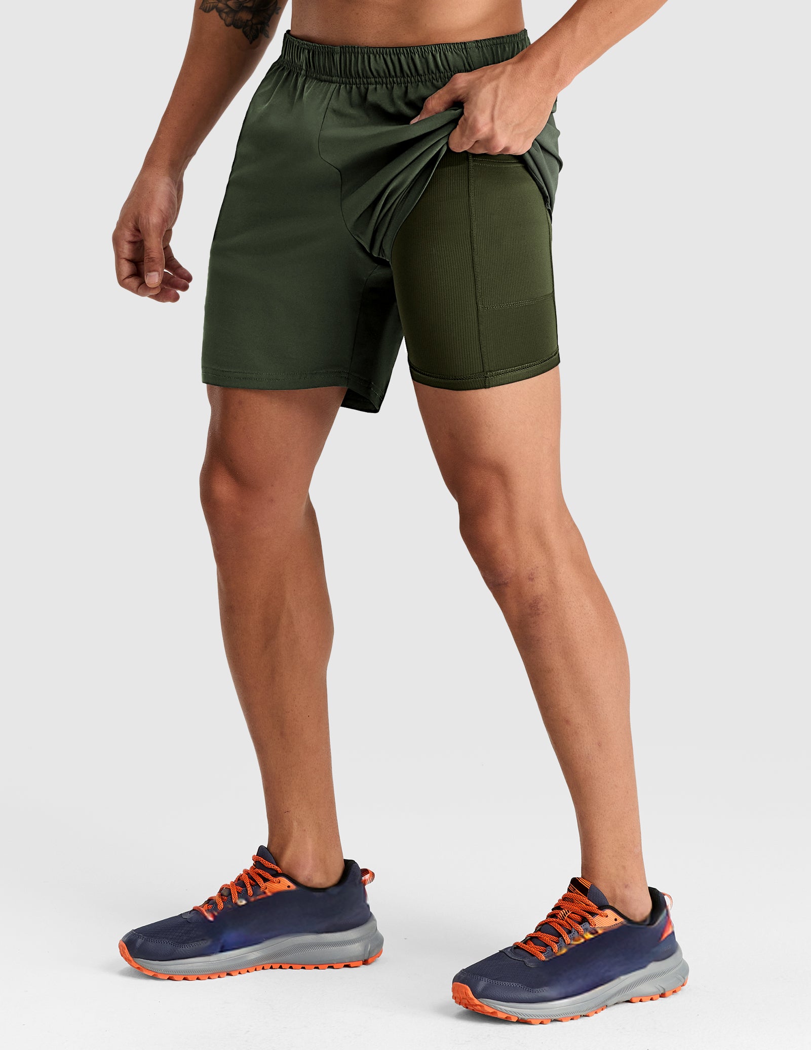 MIER Men's 7" 2-in-1 Running Shorts with Secure Zipper Pockets Men's Shorts