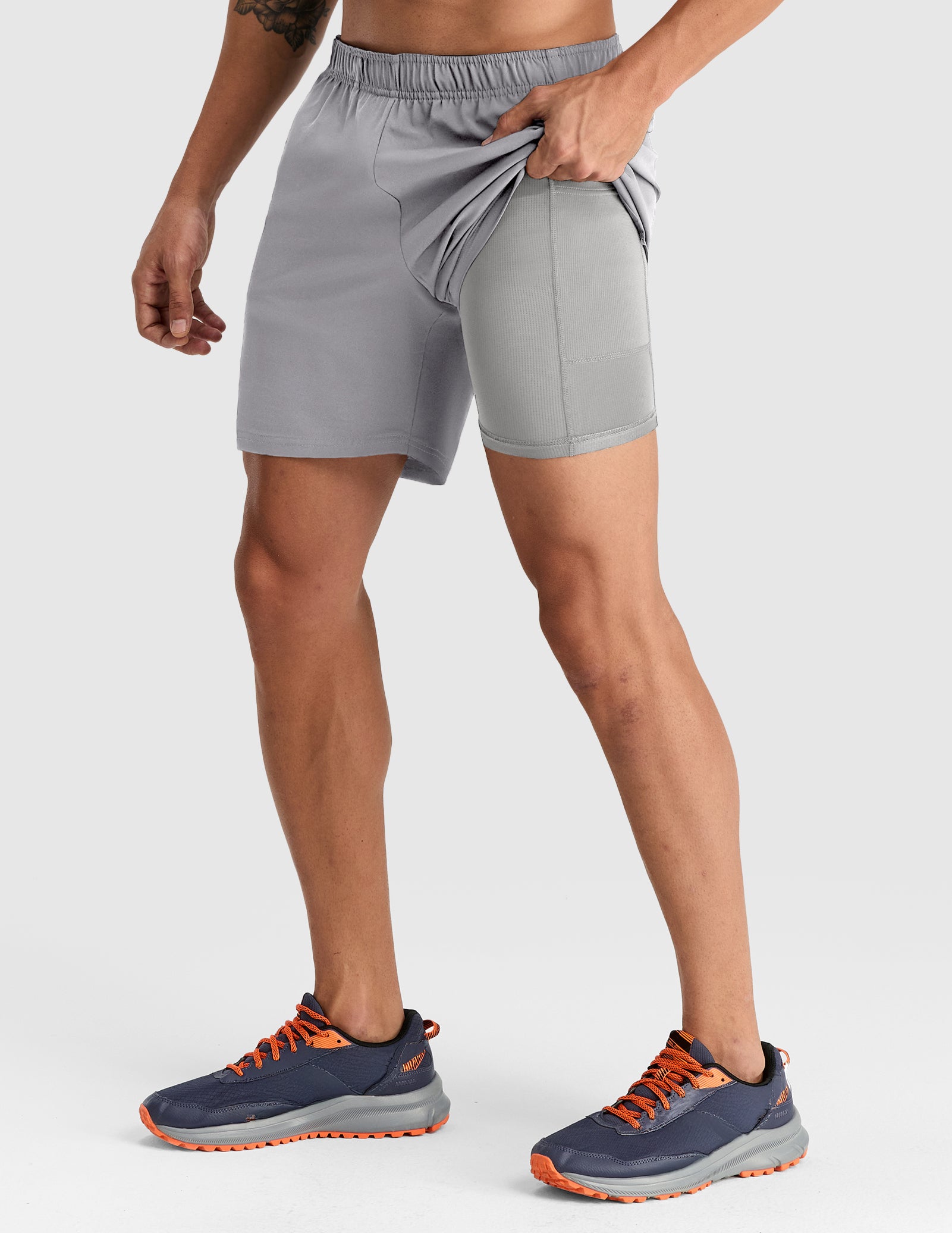 MIER Men's 7" 2-in-1 Running Shorts with Secure Zipper Pockets Men's Shorts