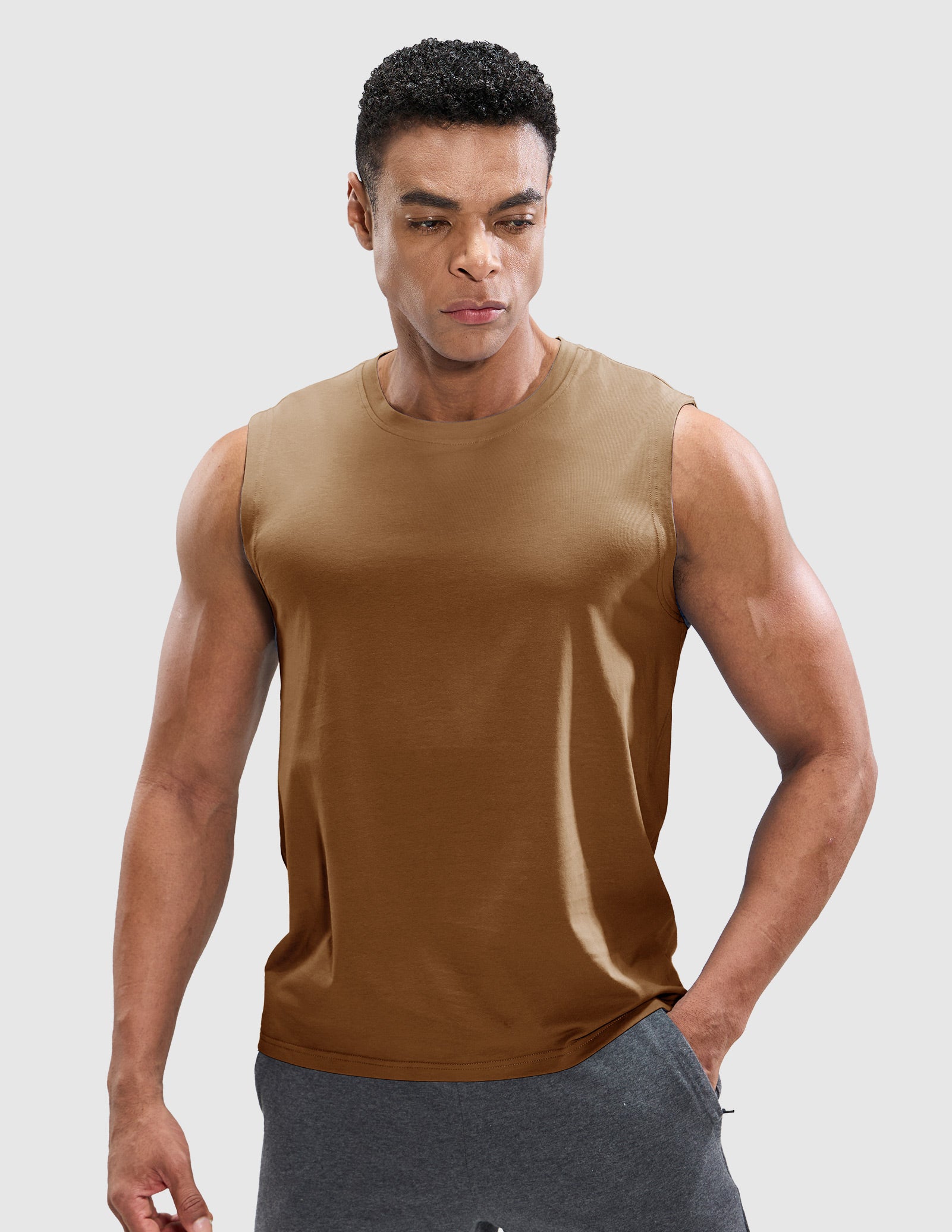 MIER Cotton Blend Running Tank for Men Stretchable and Moisture Wicking Men's Tank Top